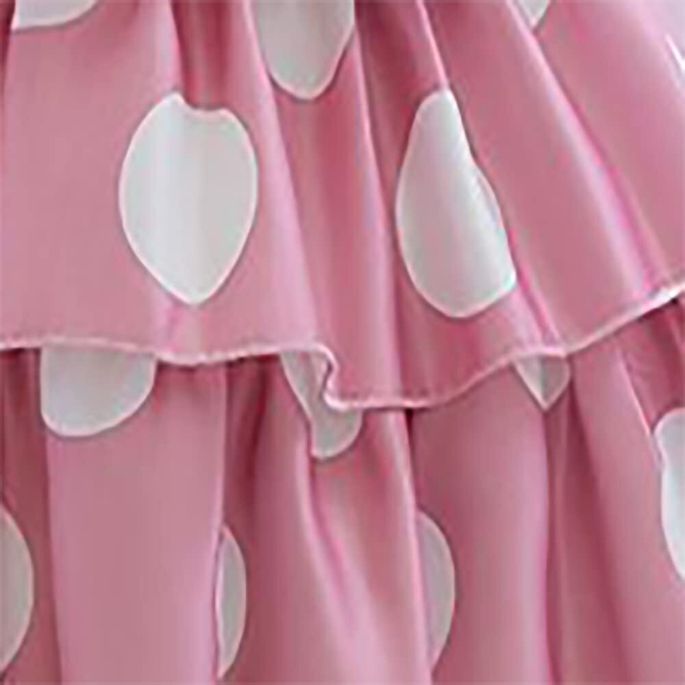 Niren Enterprise Baby-Girl's Satin Blend A-Line Knee-Length Pink Polka DOT Frock P5-E0BM-ZDBC 12 Months-24 Months