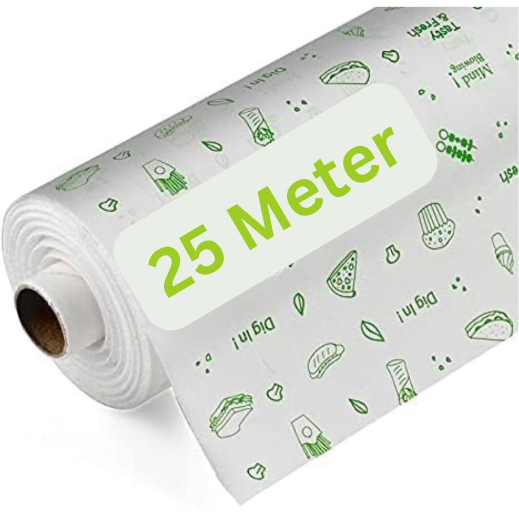 Radiant 25 Meters Food Wrapping Paper, Re-heatable Non Stick Paper,Premium Non-Stick Butter Wrapping Paper White, 28 cm x 25 m Roll (25 mtr)