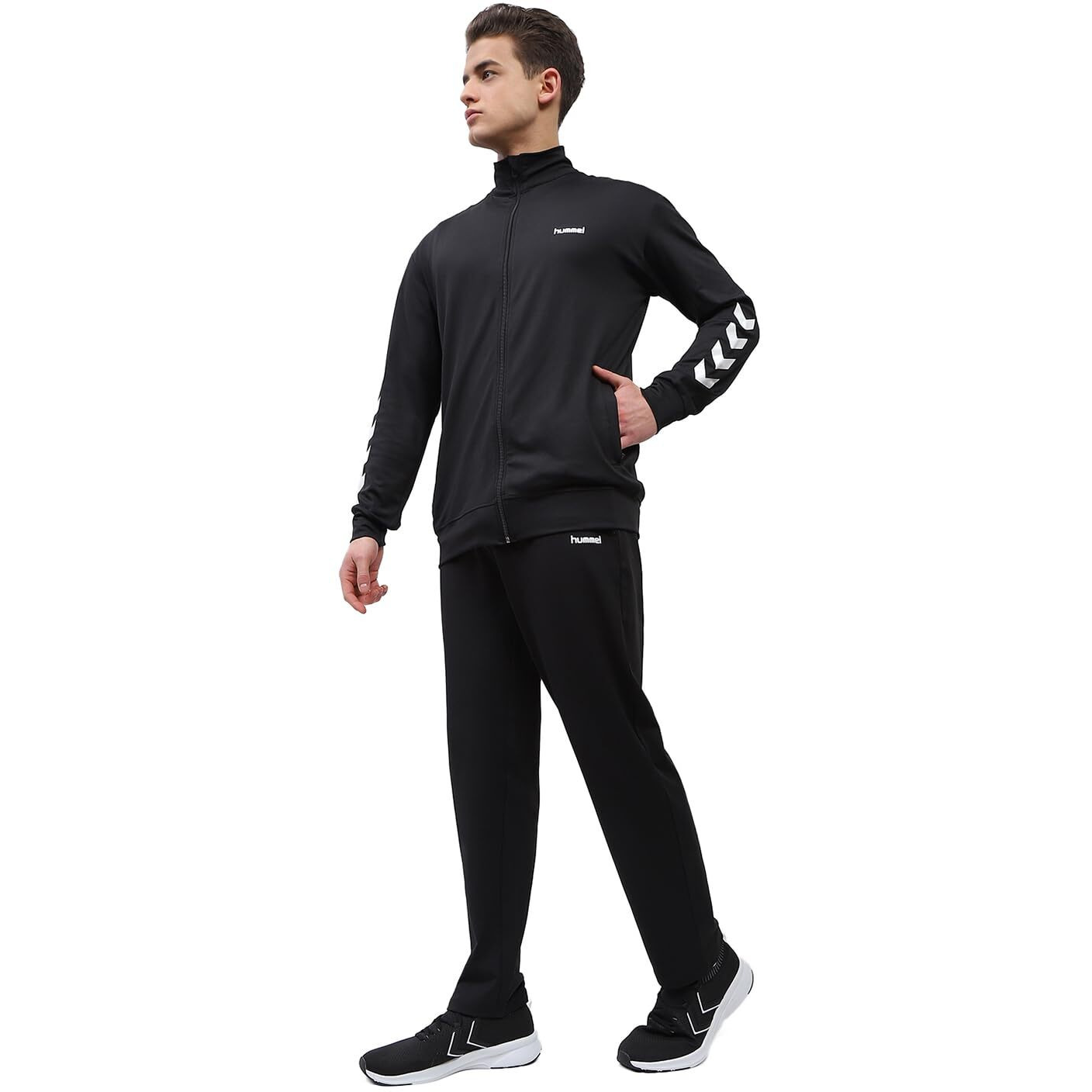 hummel Promo Men's All weather Regular Fit Track Suit with Zipper and Pockets Comfortable Breathable Stretchable Soft Fabric For Everyday Use Ideal for Gym Training or Running Loungwear