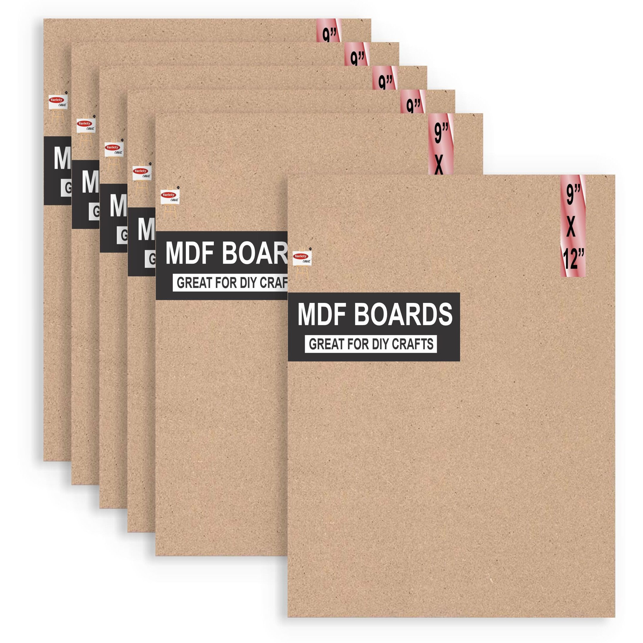 Variety Canvas 6 Piece A4 Size MDF Boards for Art and Craft, Wood MDF Sheets for Craft Work, DIY MDF Cutouts (MDF -Square 9 x 12-6PC)