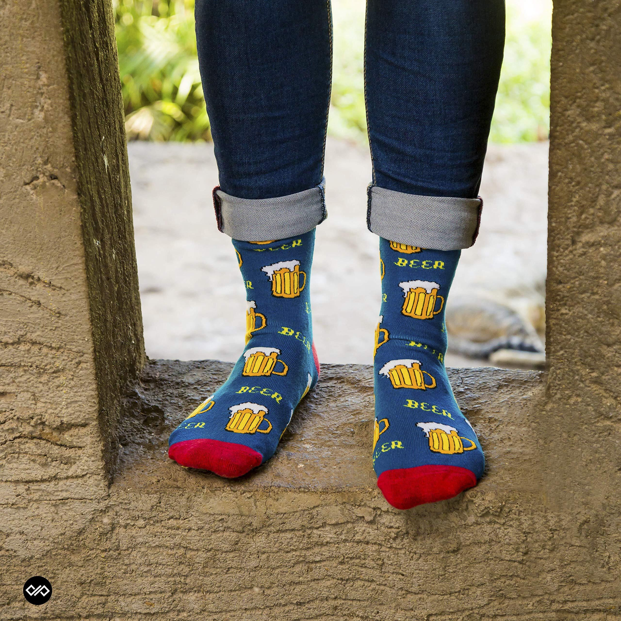 DYNAMOCKS Socks for MEN and WOMEN - (Combo Pack of 4 | Crew Length | Material Combed Cotton | Multicolour | Size Free (UK 7 - UK 12))