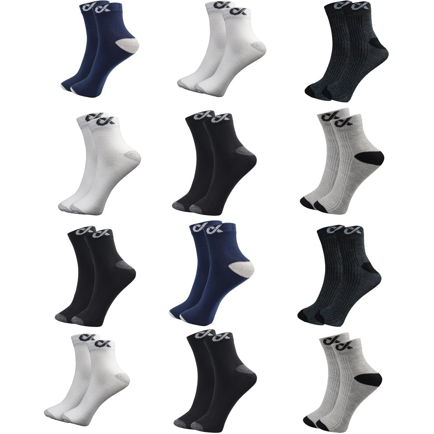 XJARVIS CUBA 12 Pairs Ankle Length Cotton Socks Men & Women for Sports Unisex Multicolor Socks Ideal for Gym, Casual Wear & Running Odor Free, Pack of 12