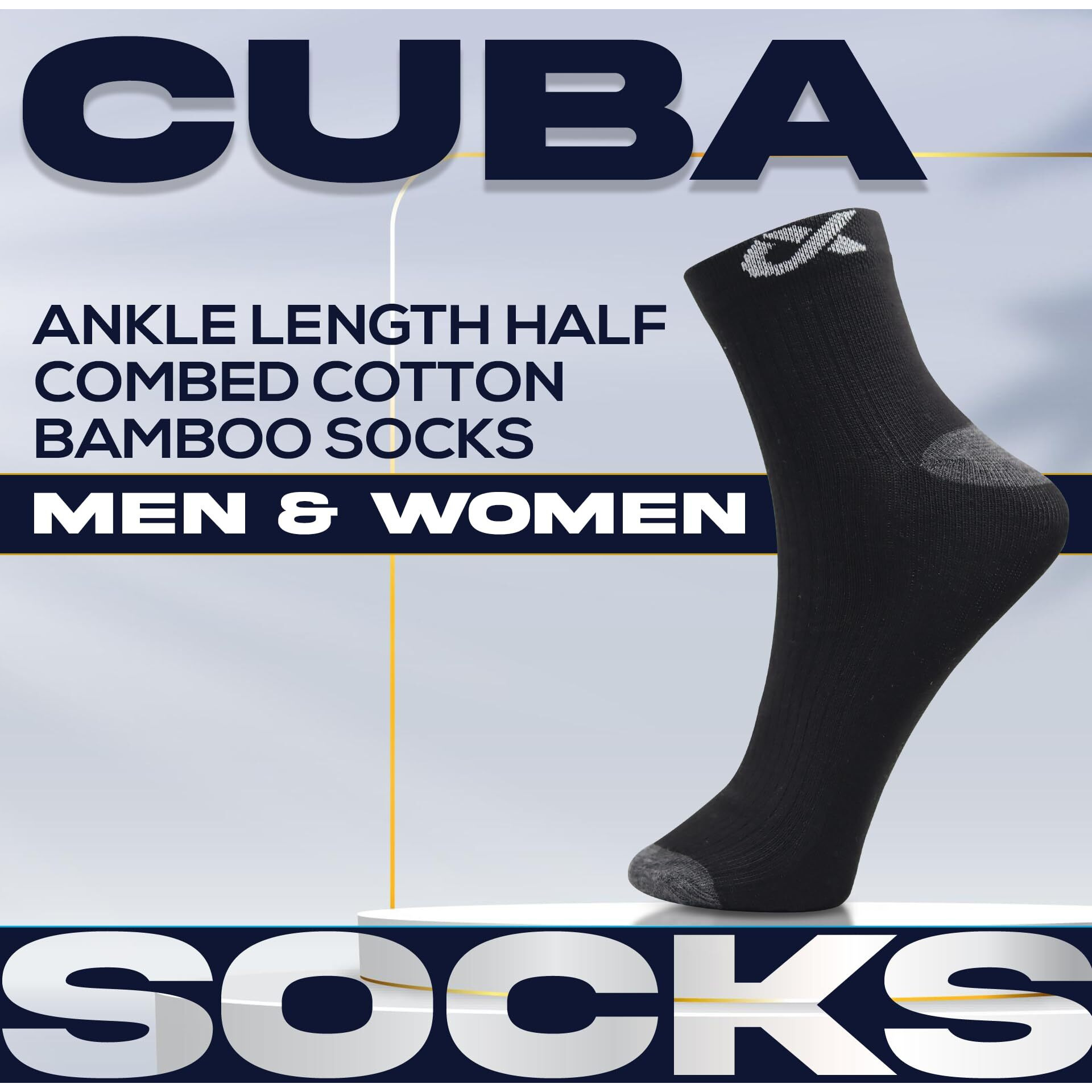 XJARVIS CUBA 12 Pairs Ankle Length Cotton Socks Men & Women for Sports Unisex Multicolor Socks Ideal for Gym, Casual Wear & Running Odor Free, Pack of 12