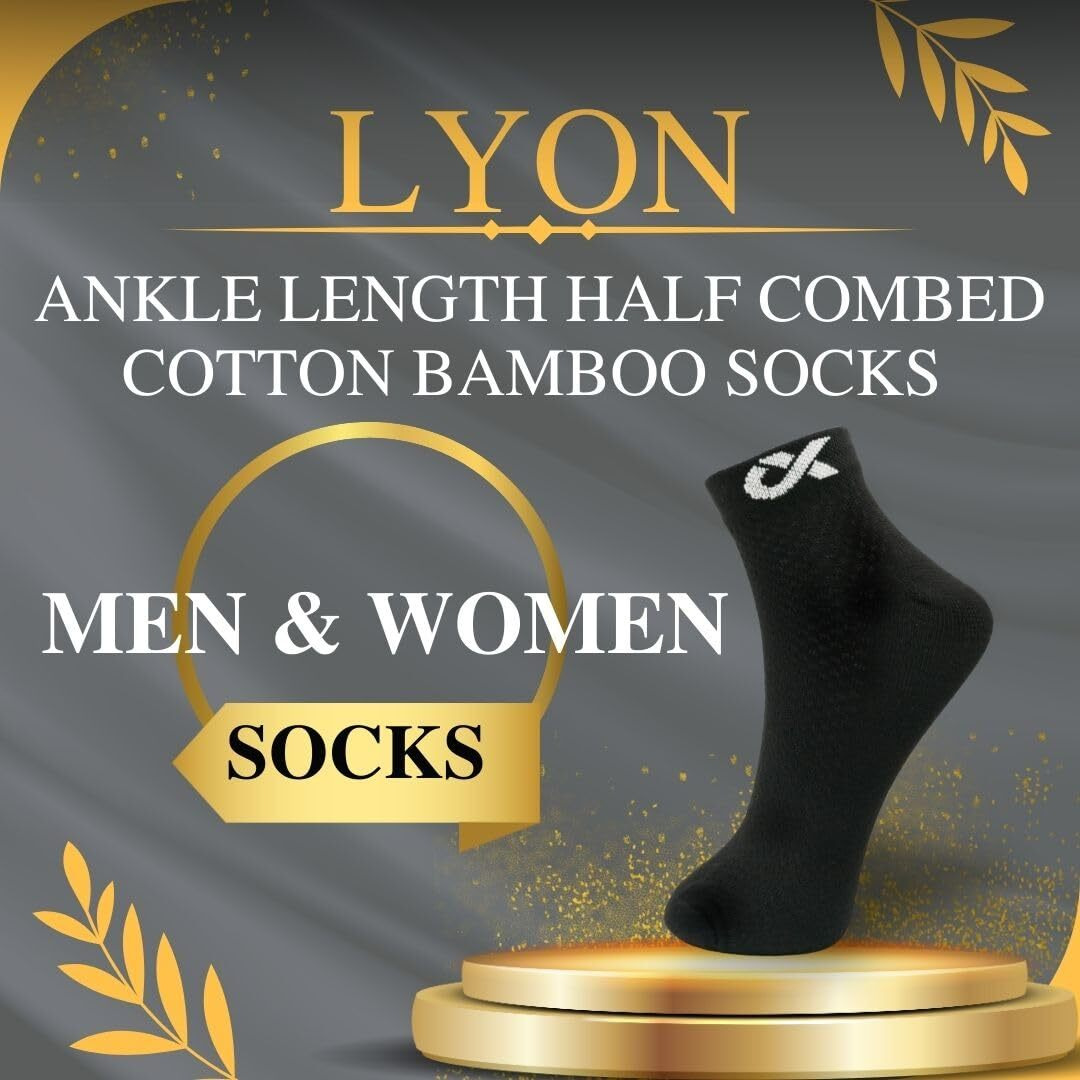 XJARVIS LYON 12 Pairs Ankle Length Cotton Socks Men & Women for Sports Unisex Multicolor Socks Ideal for Gym, Casual Wear & Running Odor Free, Pack of 12
