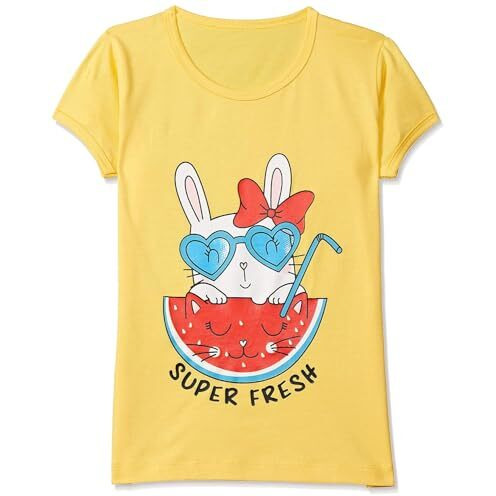 T2F Girls Solid Regular Fit T-Shirt Pack of 5(GLS-TSRT-01_Multicolor 4_5 Years-6 Years)