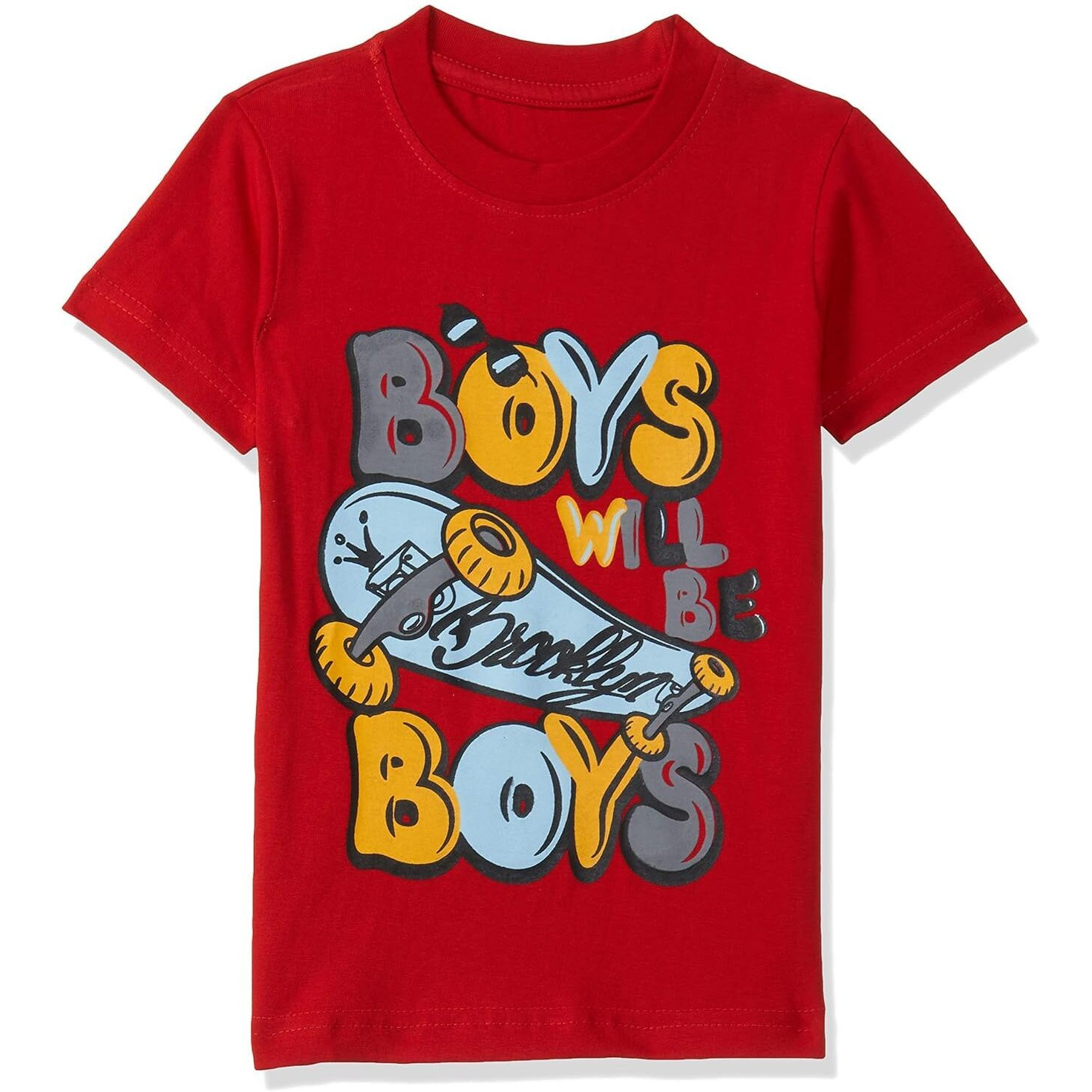 T2F Boy's Solid Regular Fit T-Shirt (10_Multicolor 2 5 6 Years)