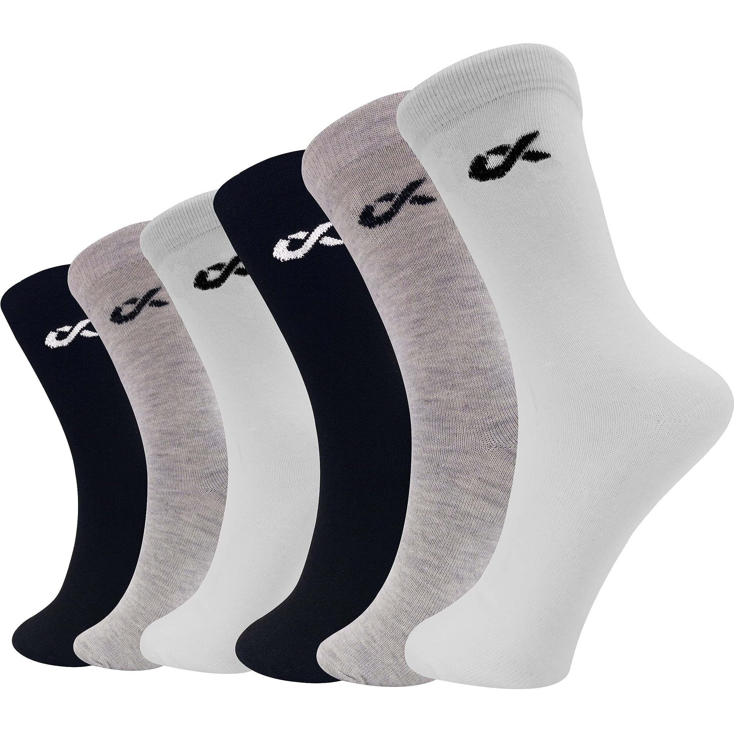 XJARVIS  Texas Premium Socks for Men's Solid Calf Crew Combed Cotton Full Length Formal Official Socks for All Season, Odour Free & Breathable Comfort, Free Size  (WHITE/GREY/BLACK)