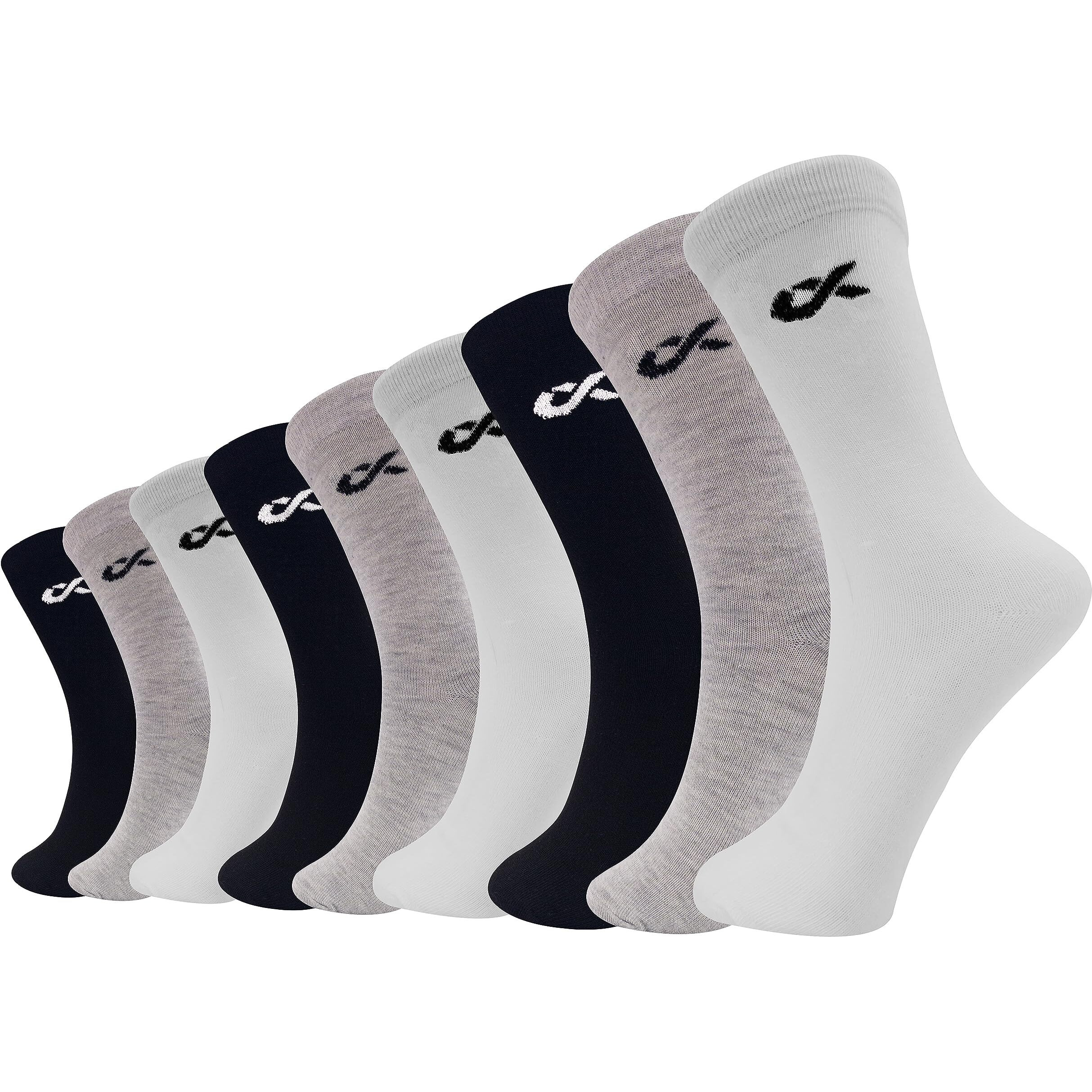 XJARVIS  Texas Premium Socks for Men's Solid Calf Crew Combed Cotton Full Length Formal Official Socks for All Season, Odour Free & Breathable Comfort, Free Size  (WHITE/GREY/BLACK)