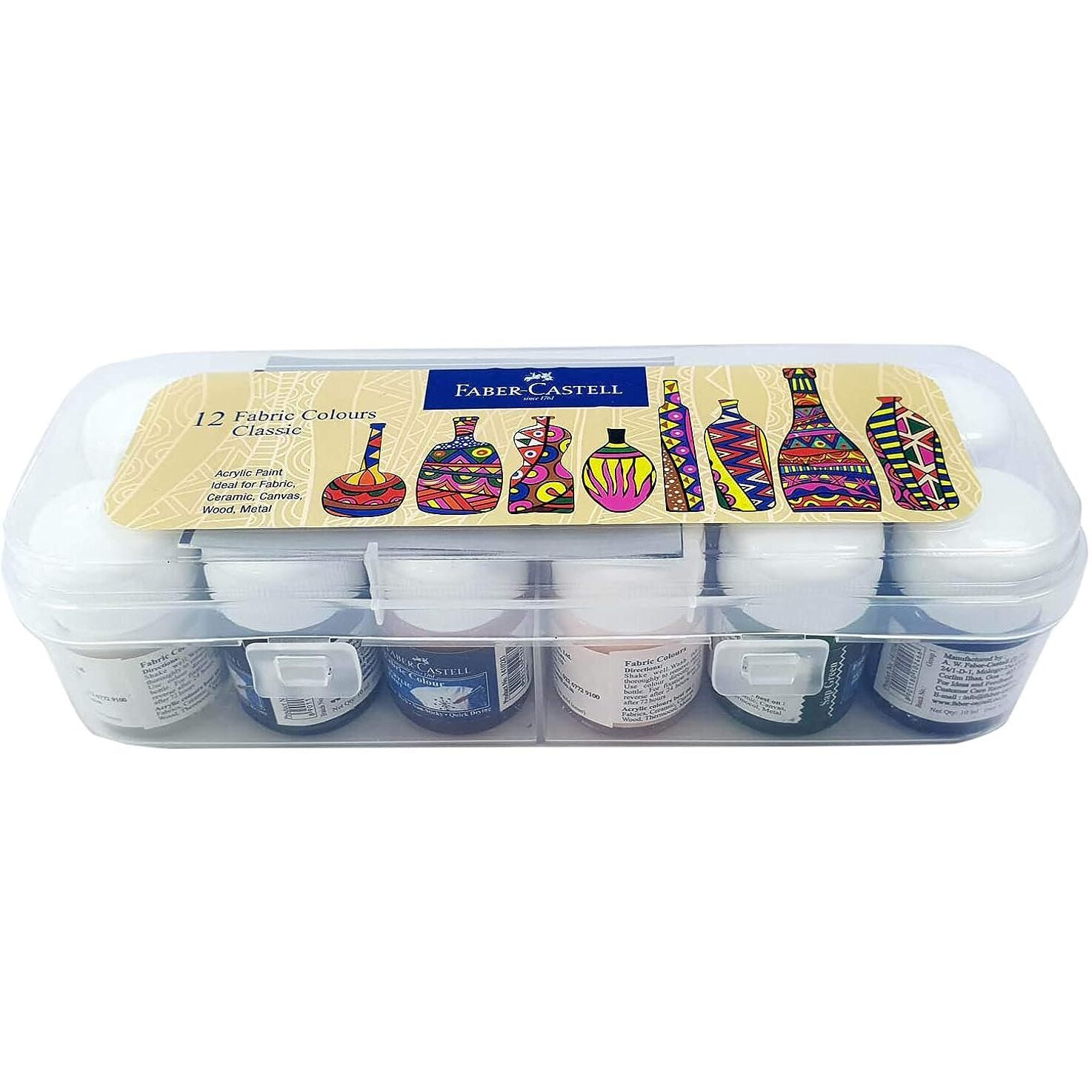Faber-Castell Fabric Colours - 10ml Each (Pack of 12), Assorted