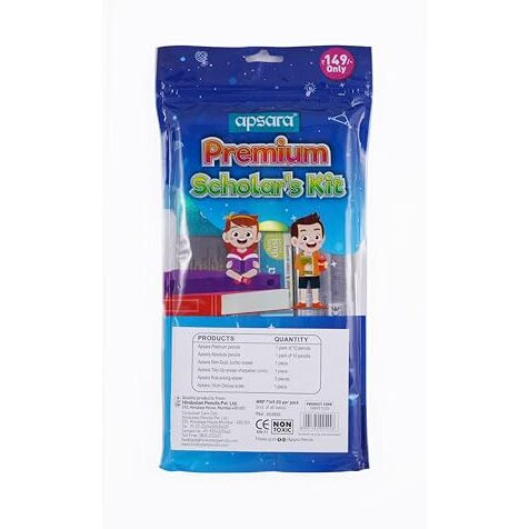Apsara Premium Scholar's Kit | Ideal Gift Pack | Fundamental School Kit for Children | Kids Gifting Set | School Requirements | Fun Children's Gift | Return Gift for Kids | Combo of 6 items | Pack of 1.
