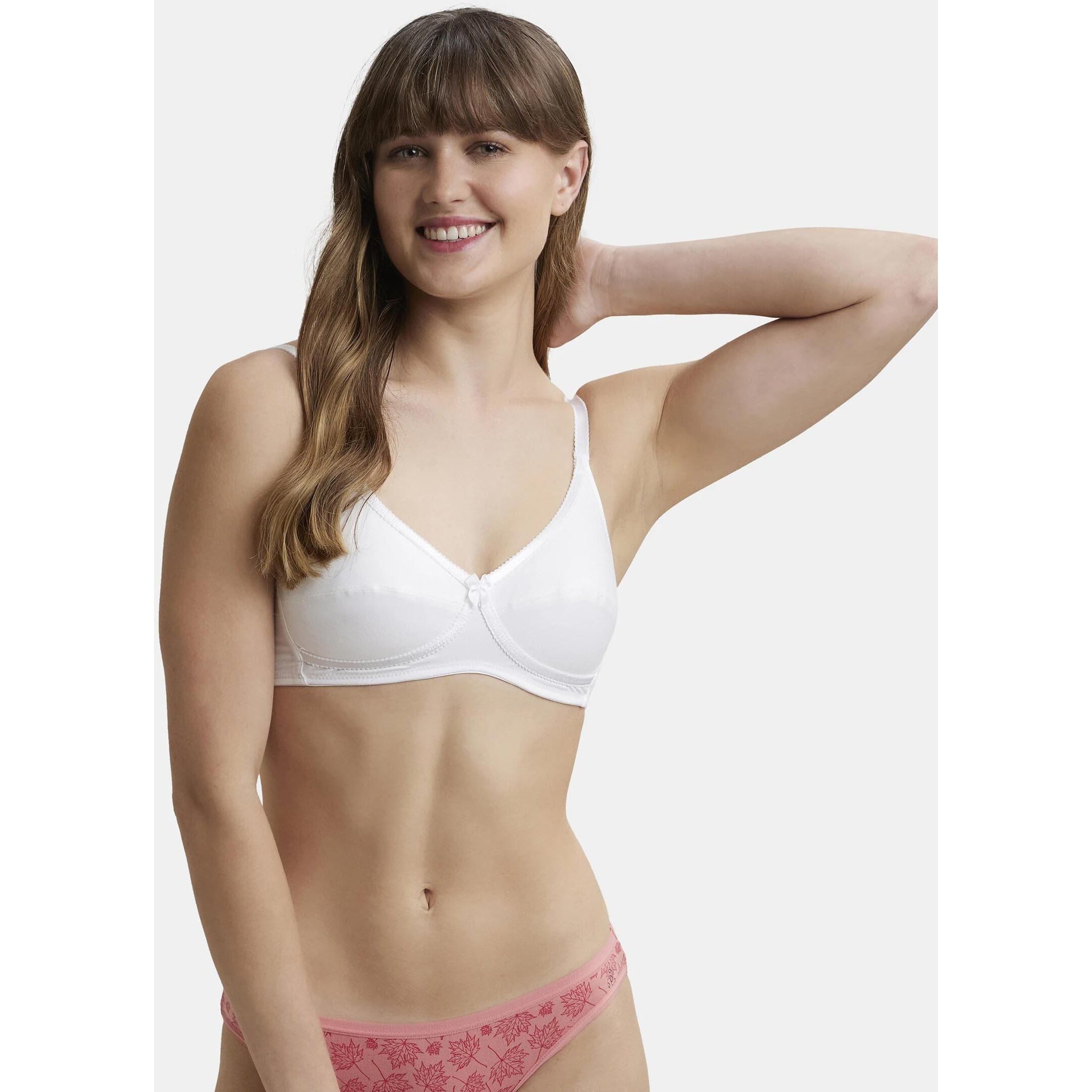 Jockey 1242 Women's Wirefree Non Padded Super Combed Cotton Elastane Stretch Medium Coverage Cross Over Everyday Bra with Adjustable Straps_White_34B