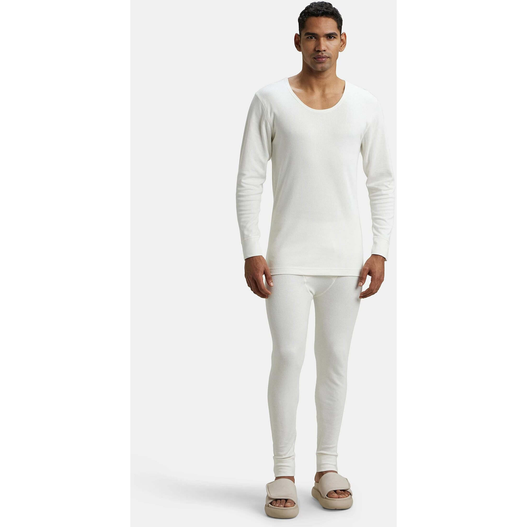 Jockey 2401 Men's Super Combed Cotton Rich Full Sleeve Thermal Undershirt with Stay Warm Technology_Off White_XL
