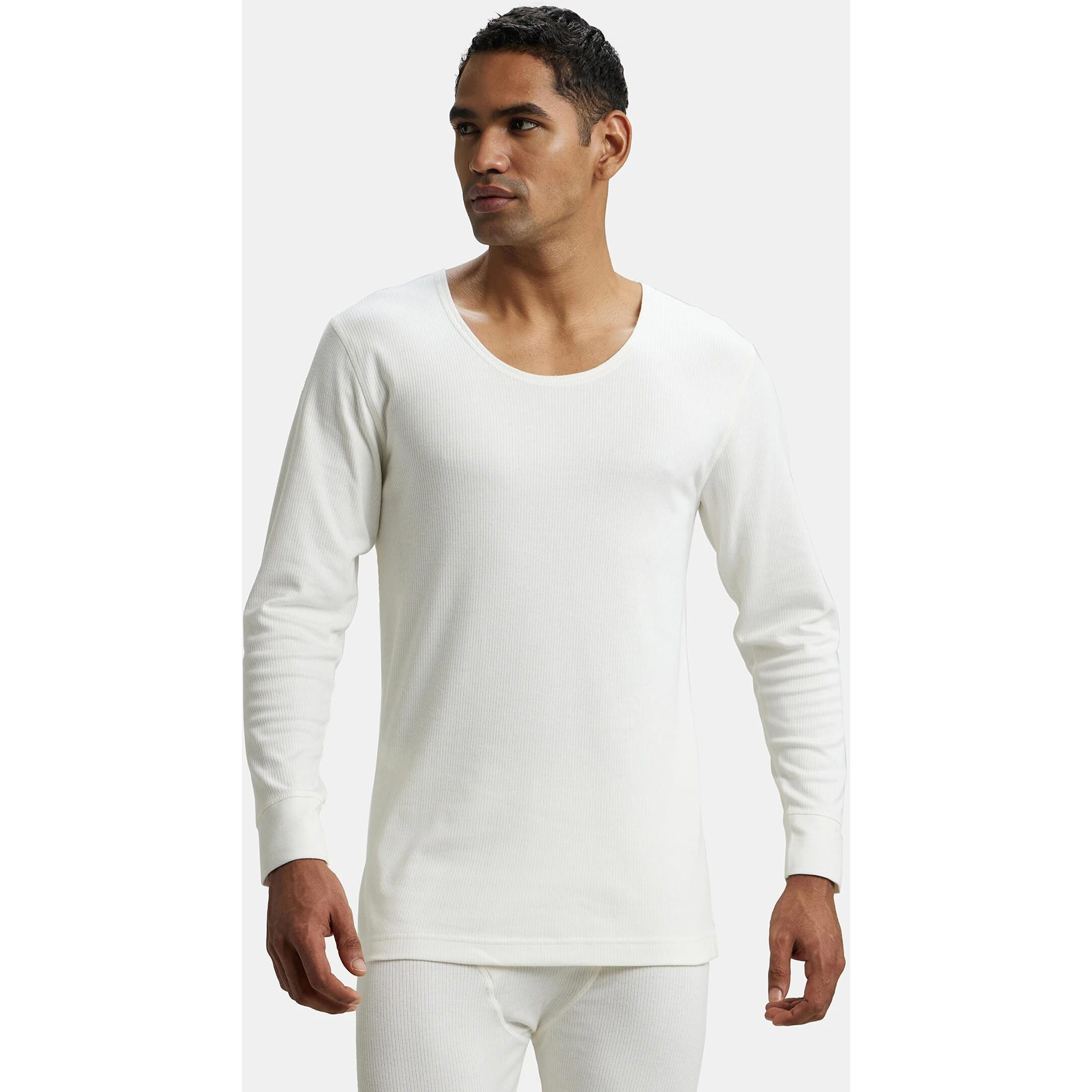 Jockey 2401 Men's Super Combed Cotton Rich Full Sleeve Thermal Undershirt with Stay Warm Technology_Off White_XL