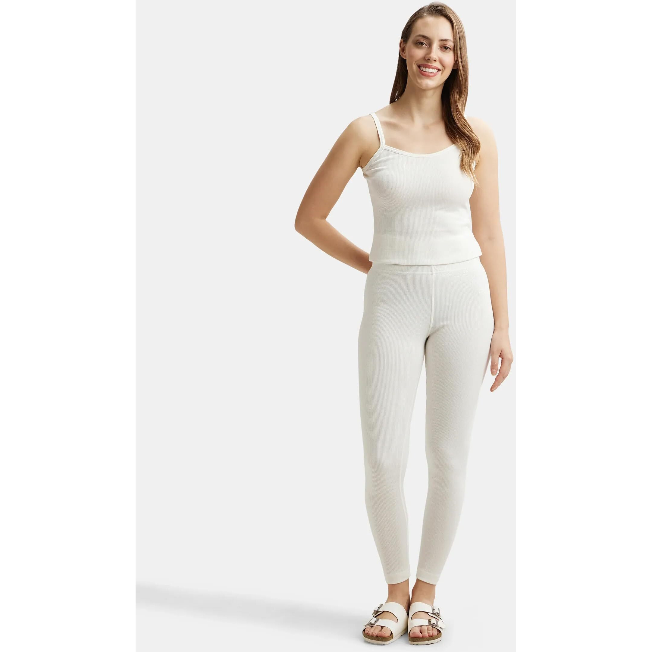 Jockey Women's Tailored Fit Cotton Leggings with Concealed Elastic Waistband (2520-0105-OFWHT-X-Large_Off White_XL)