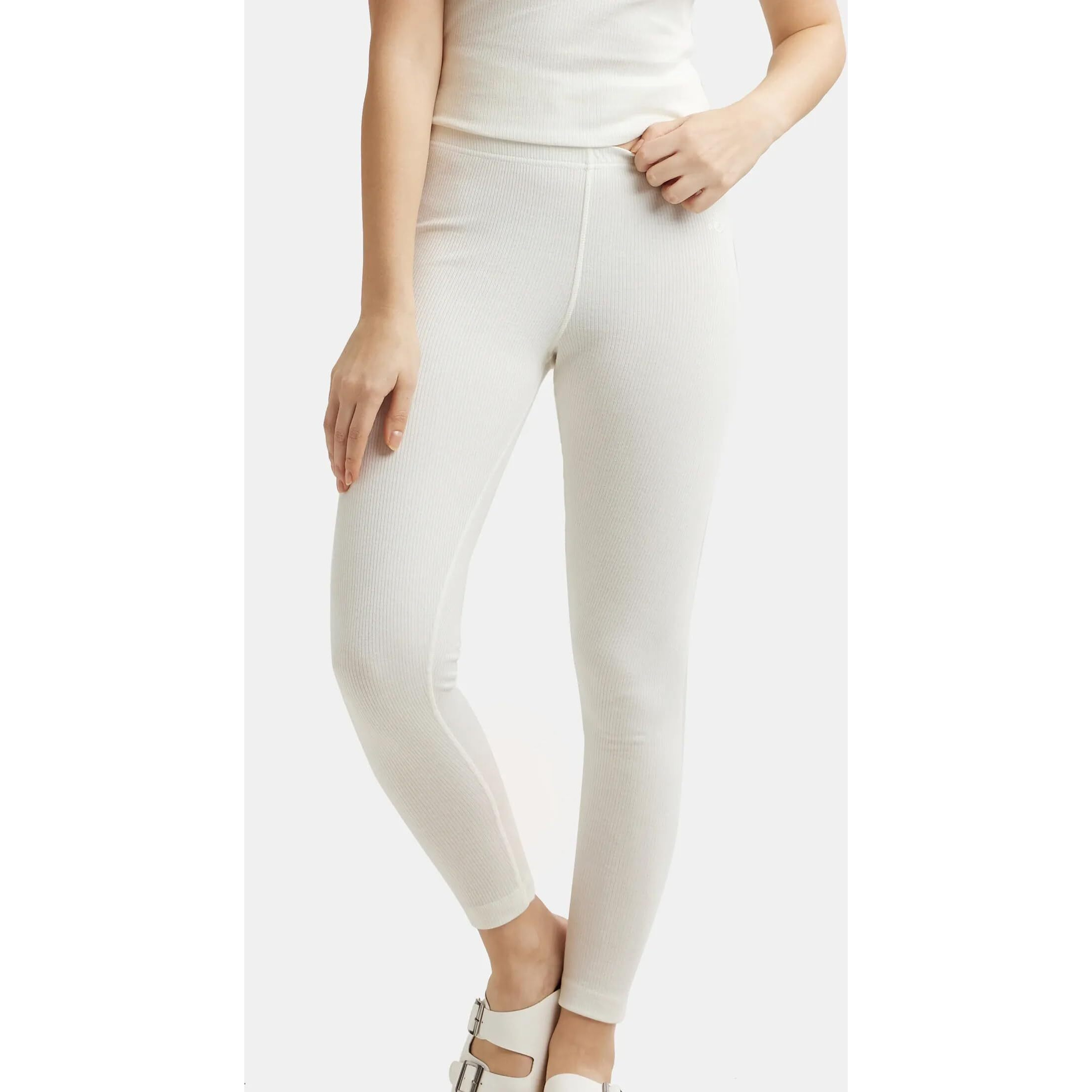 Jockey Women's Tailored Fit Cotton Leggings with Concealed Elastic Waistband (2520-0105-OFWHT-X-Large_Off White_XL)