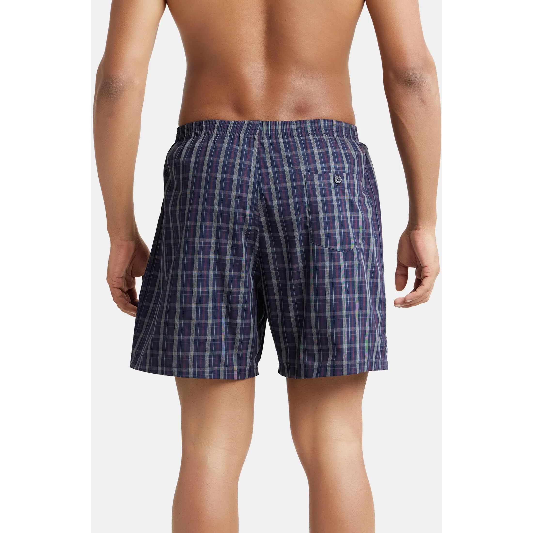 Jockey 1222 Men's Super Combed Mercerized Cotton Woven Checkered Boxer Shorts with Back Pocket (Pack of 2_Colors & Prints May Vary)_Dark Assorted_L