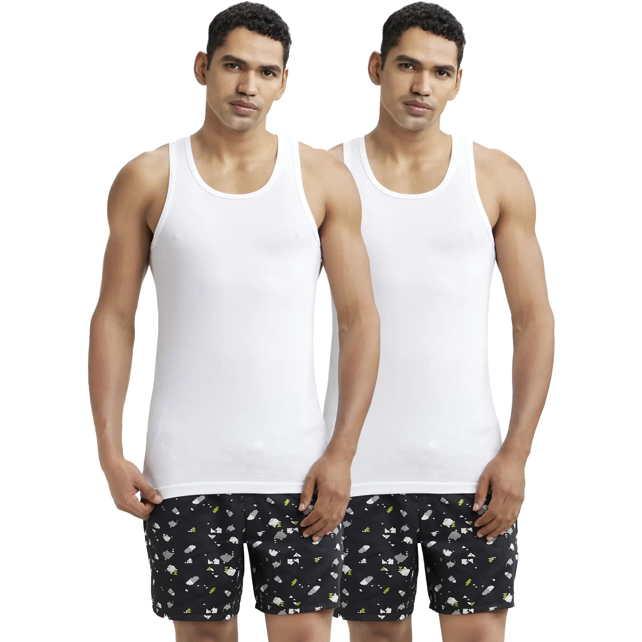 Jockey 8820 Men's Super Combed Cotton Round Neck Sleeveless Vest with Extended Length for Easy Tuck (Pack of 2)_White_S