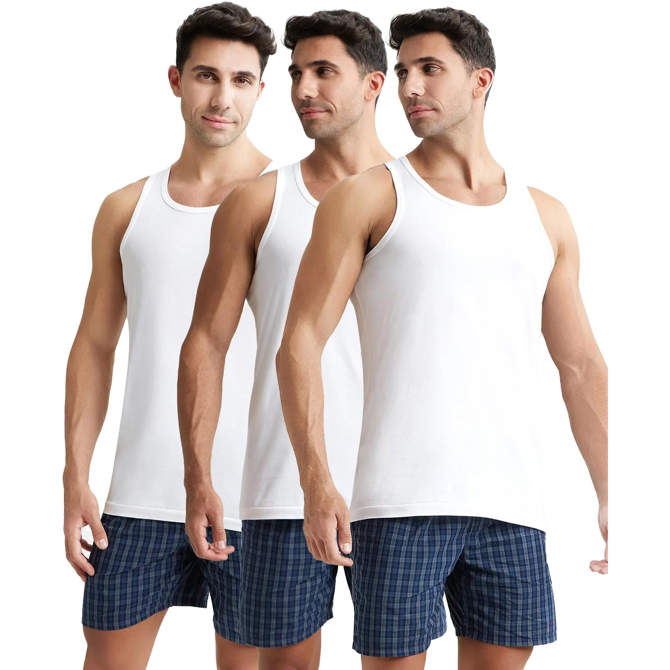 Jockey 8820 Men's Super Combed Cotton Round Neck Sleeveless Vest with Extended Length for Easy Tuck (Pack of 3)_White_L