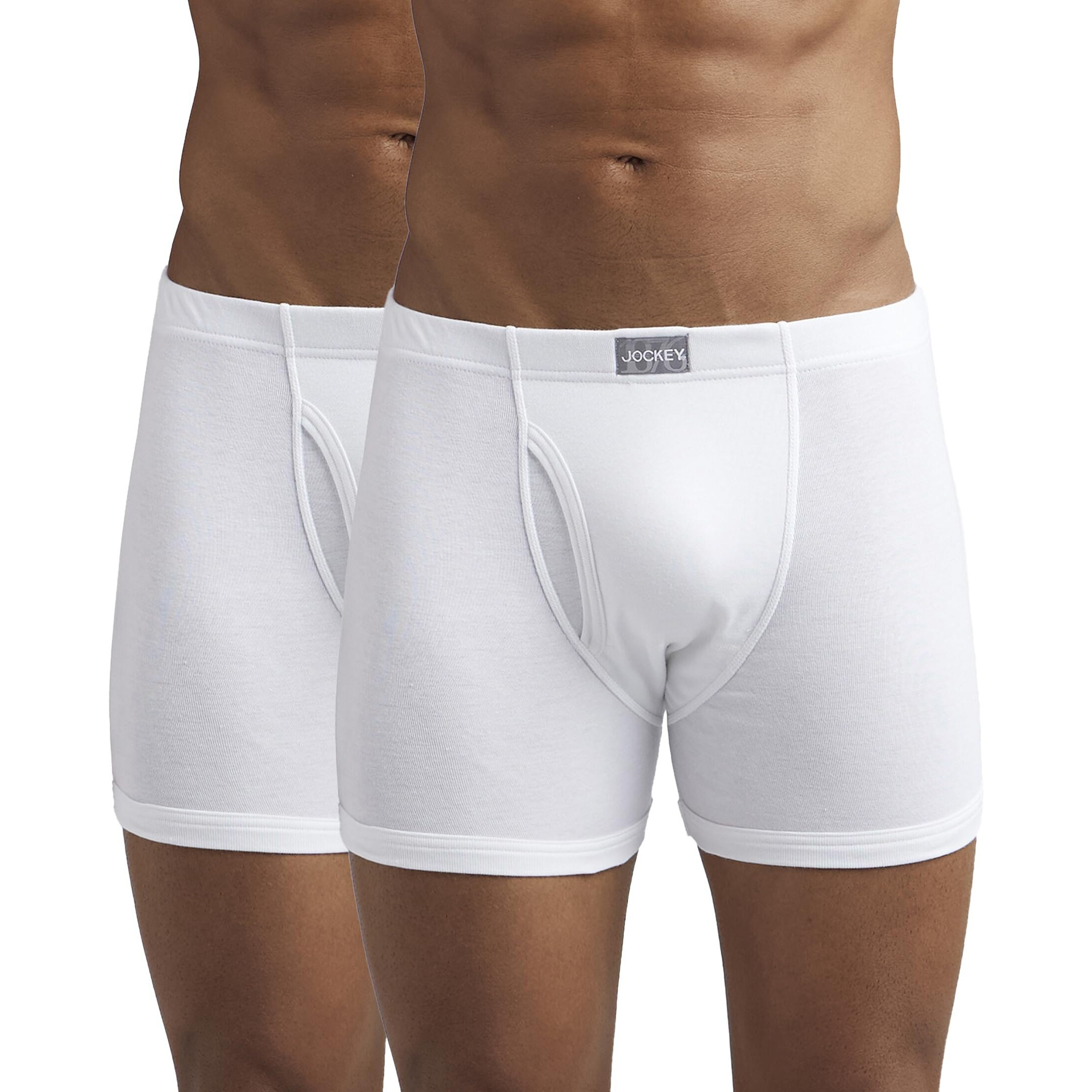 Jockey Men's Super Combed Cotton rib fabric Boxer Briefs with Front Fly, Ultrasoft and Durable concealed waistband (Pack of 2) 8008_White_XXL