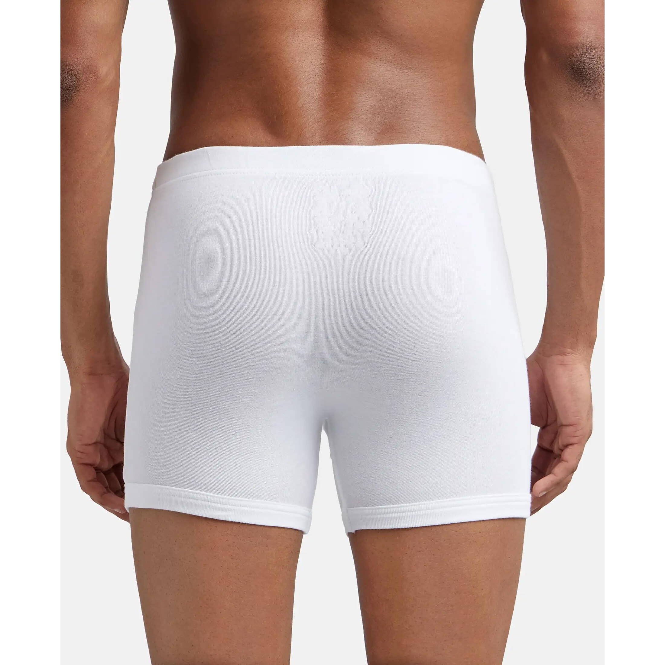 Jockey Men's Super Combed Cotton rib fabric Boxer Briefs with Front Fly, Ultrasoft and Durable concealed waistband (Pack of 2) 8008_White_XXL
