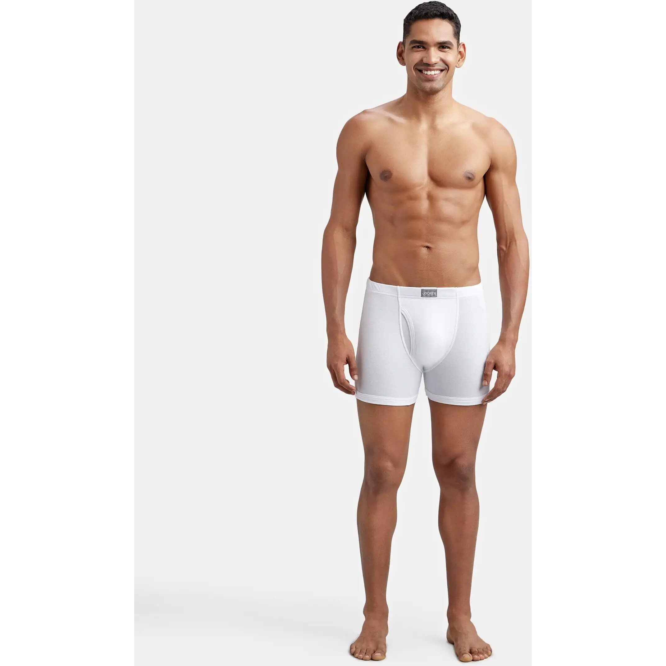 Jockey Men's Super Combed Cotton rib fabric Boxer Briefs with Front Fly, Ultrasoft and Durable concealed waistband (Pack of 2) 8008_White_XXL