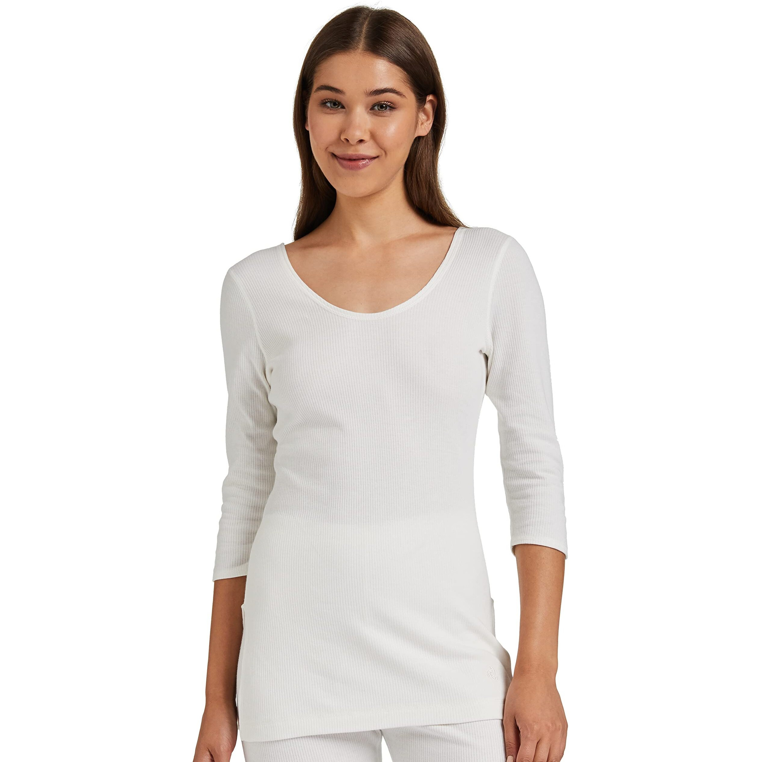 Jockey Snug Fit Low-Neck Thermal 3 Quarter Sleeved Top for Women 2503_Off White_M
