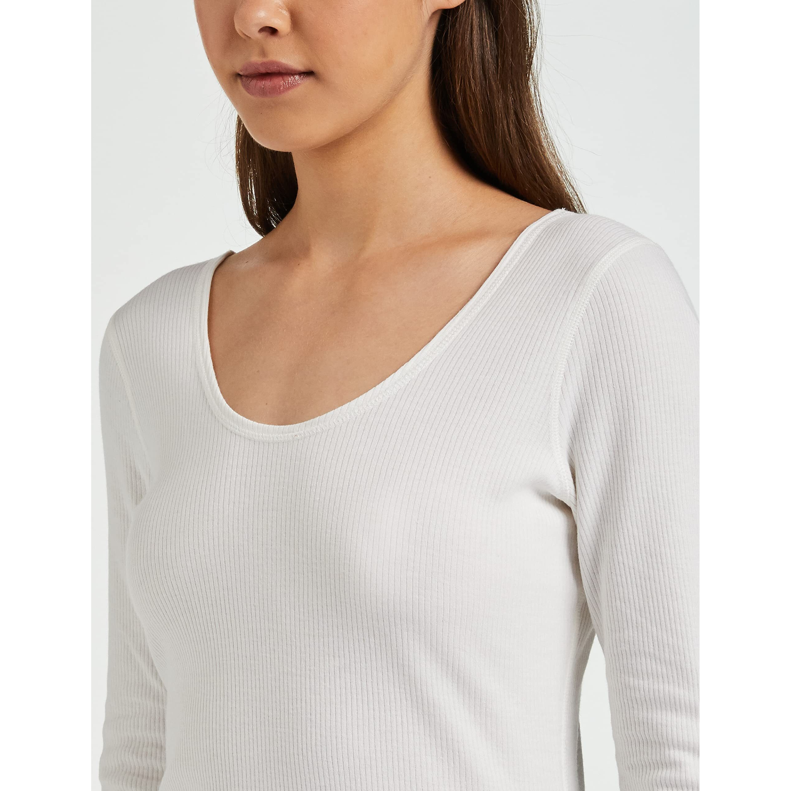 Jockey Snug Fit Low-Neck Thermal 3 Quarter Sleeved Top for Women 2503_Off White_M
