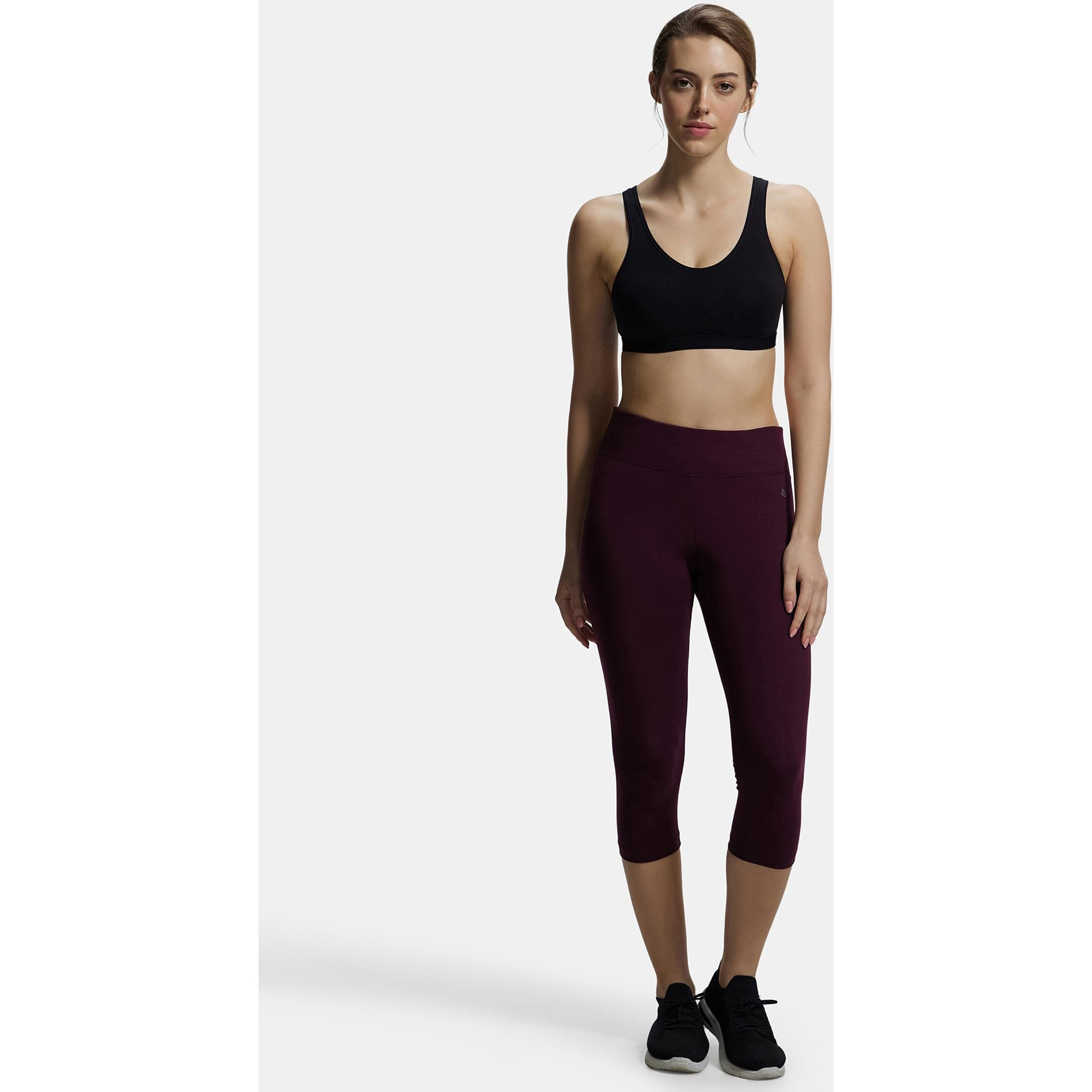 Jockey 1376 Women's Wirefree Non Padded Super Combed Cotton Elastane Stretch Full Coverage Slip-On Active Bra with Wider Straps and Moisture Move Treatment_Black_XL