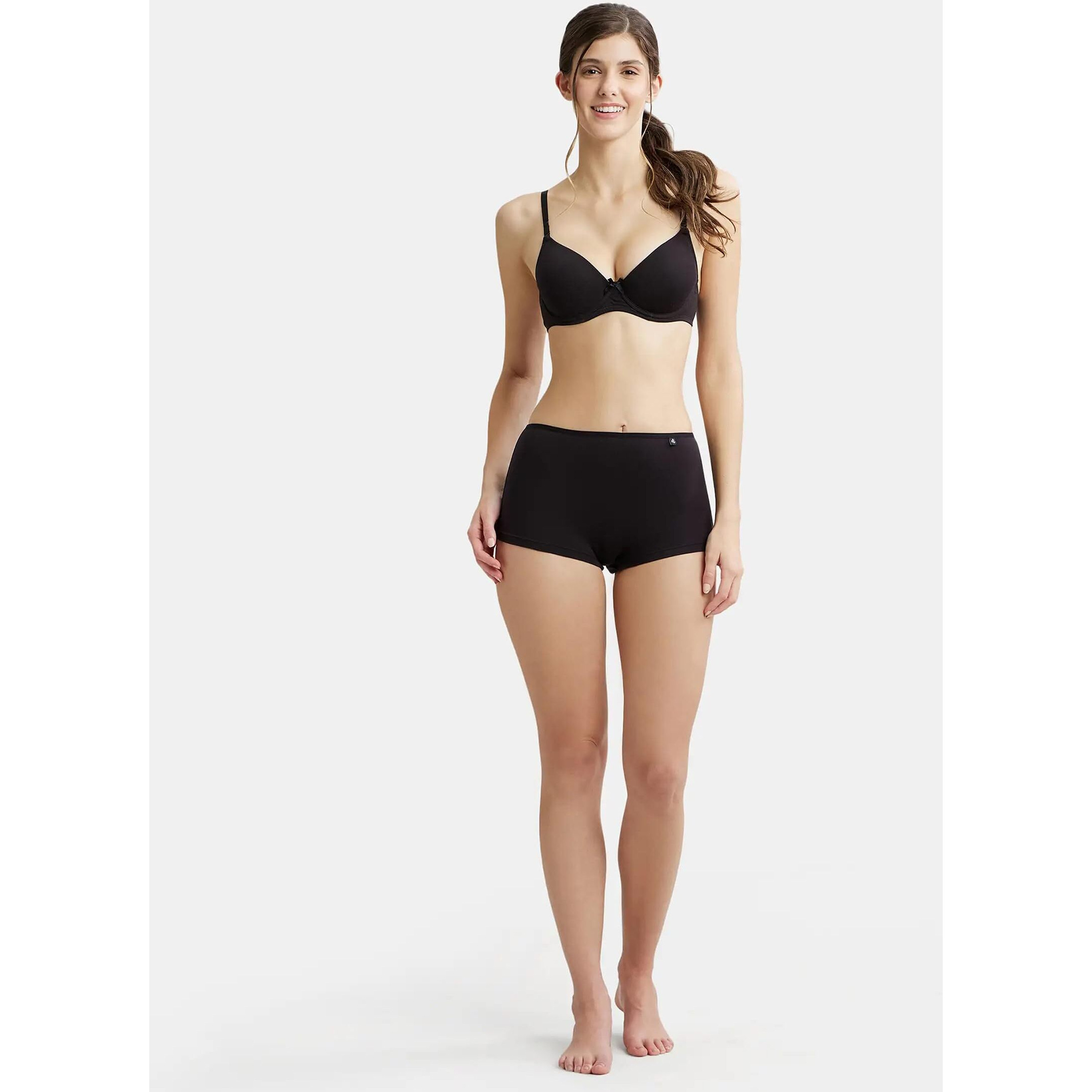 Jockey Women's Cotton Boyshorts (Pack of 1) (SS04_Black_L_Black_L)