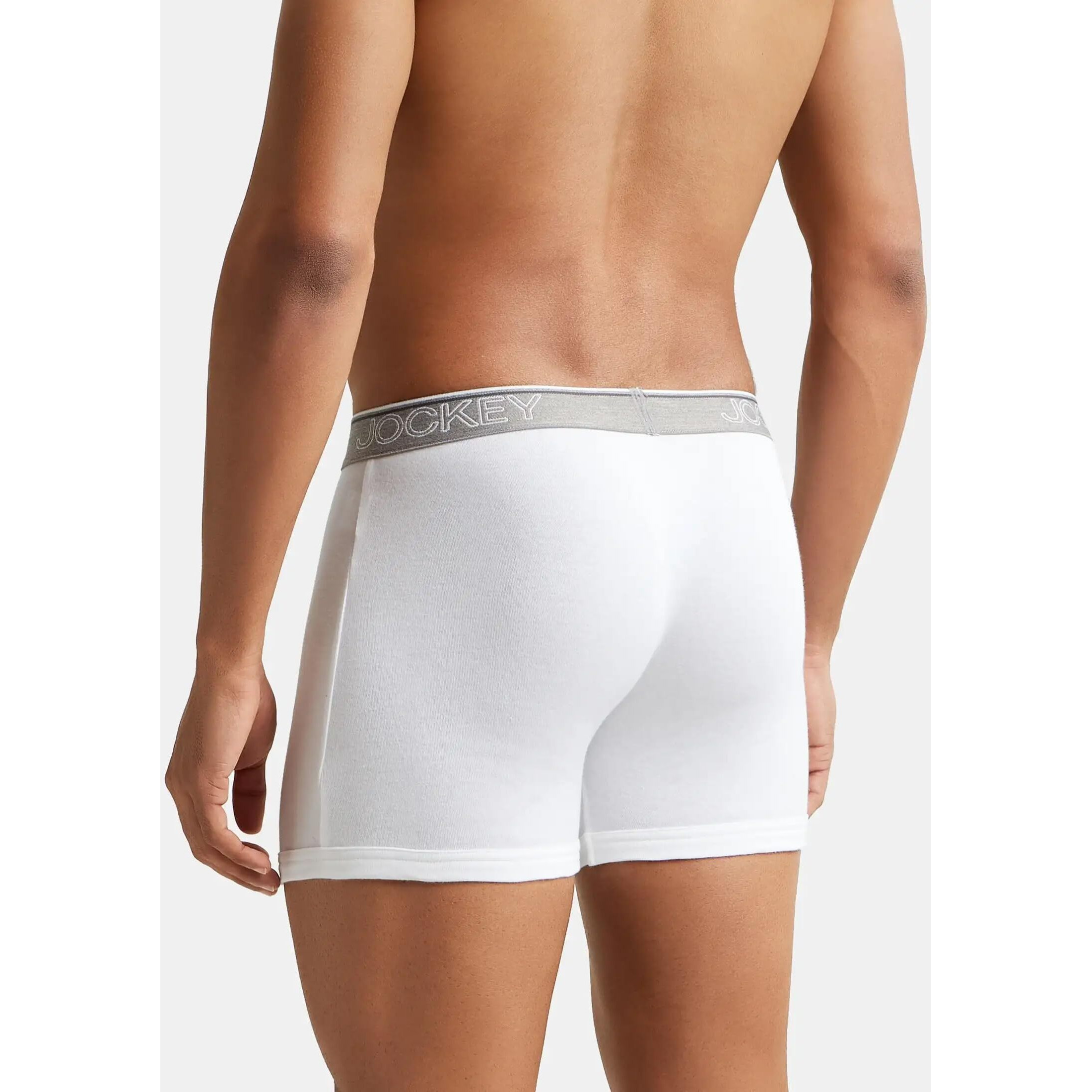 Jockey Men's Super Combed Cotton Rib Fabric Boxer Briefs with Front Fly, Ultrasoft and Durable Waistband (Pack of 2) 8009_White_L