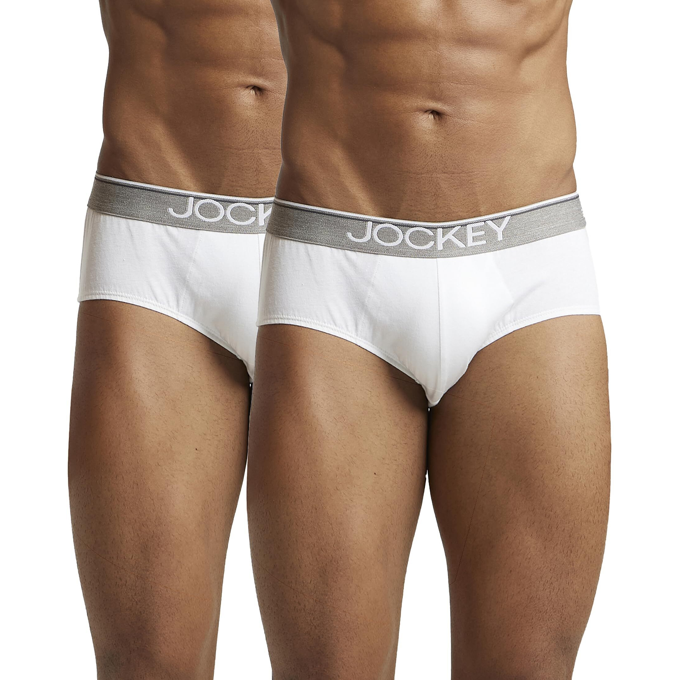 Jockey Men's Super Combed Cotton Briefs with Ultrasoft and Durable waistband (Pack of 2) 8037_White_M