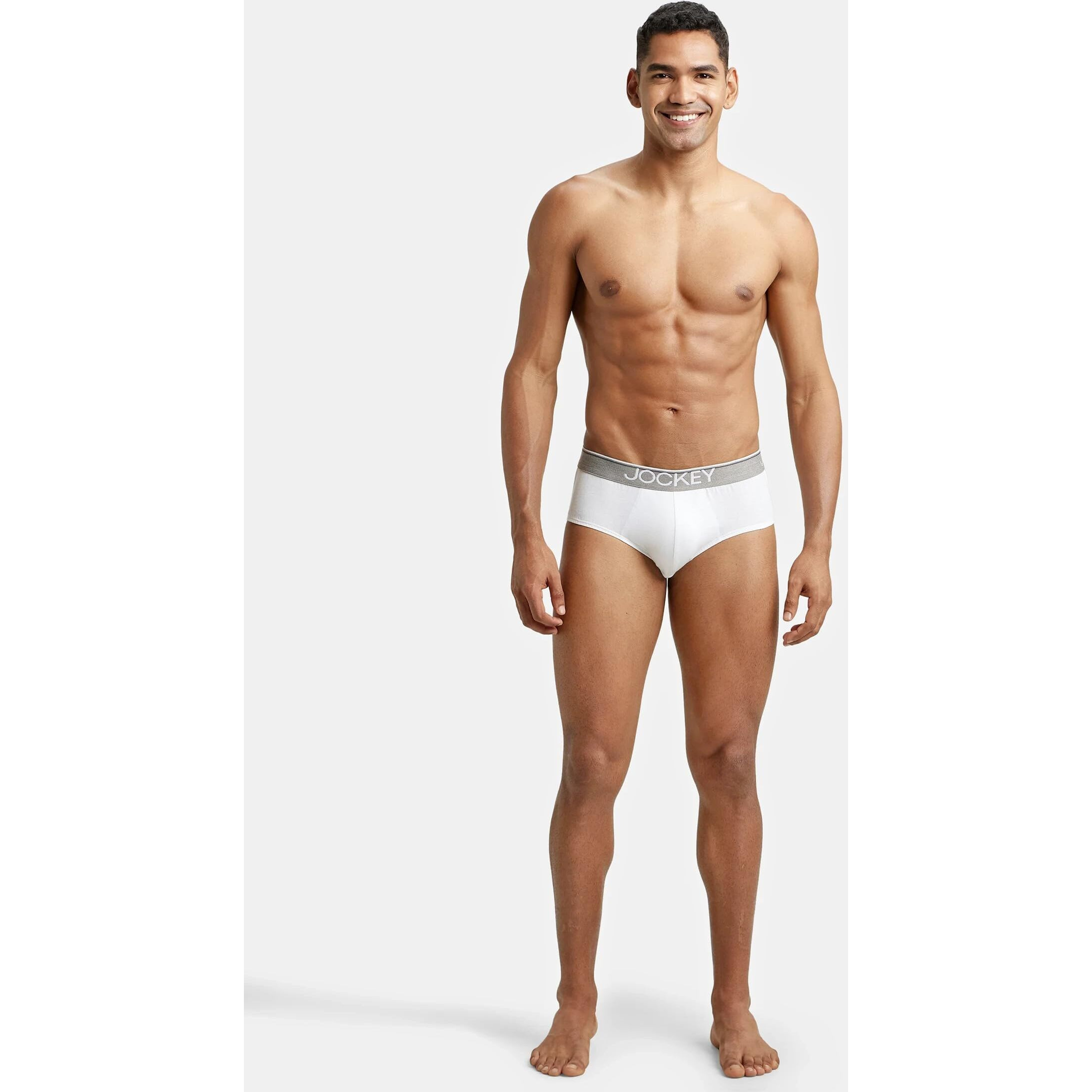 Jockey Men's Super Combed Cotton Briefs with Ultrasoft and Durable waistband (Pack of 2) 8037_White_M