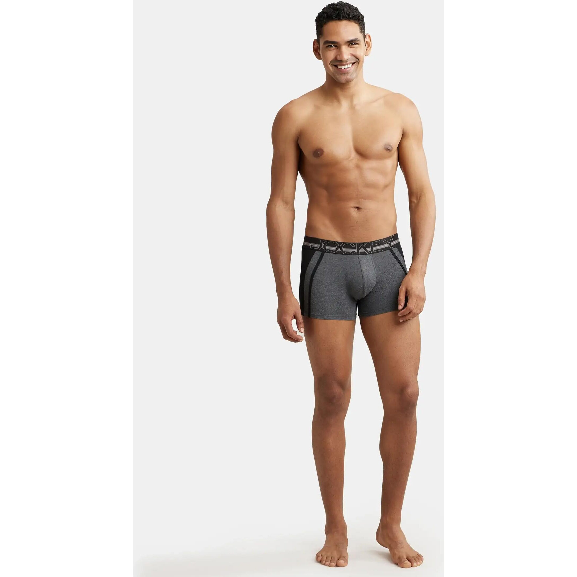 Jockey US21 Men's Super Combed Cotton Elastane Stretch Solid Trunk with Ultrasoft Waistband_Charcoal Melange_M