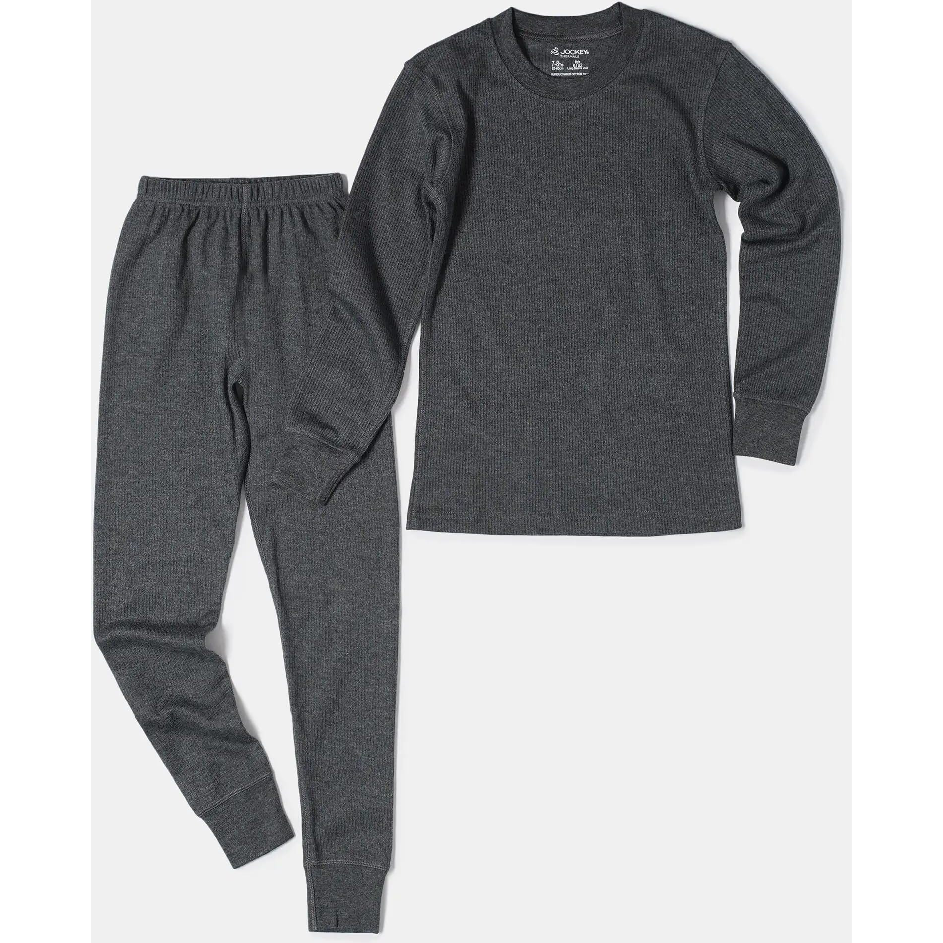 Jockey Boy's Regular Fit Cotton Thermal Long John (KT01-0105-CHAML_Charcoal Melange_5-6 Years)