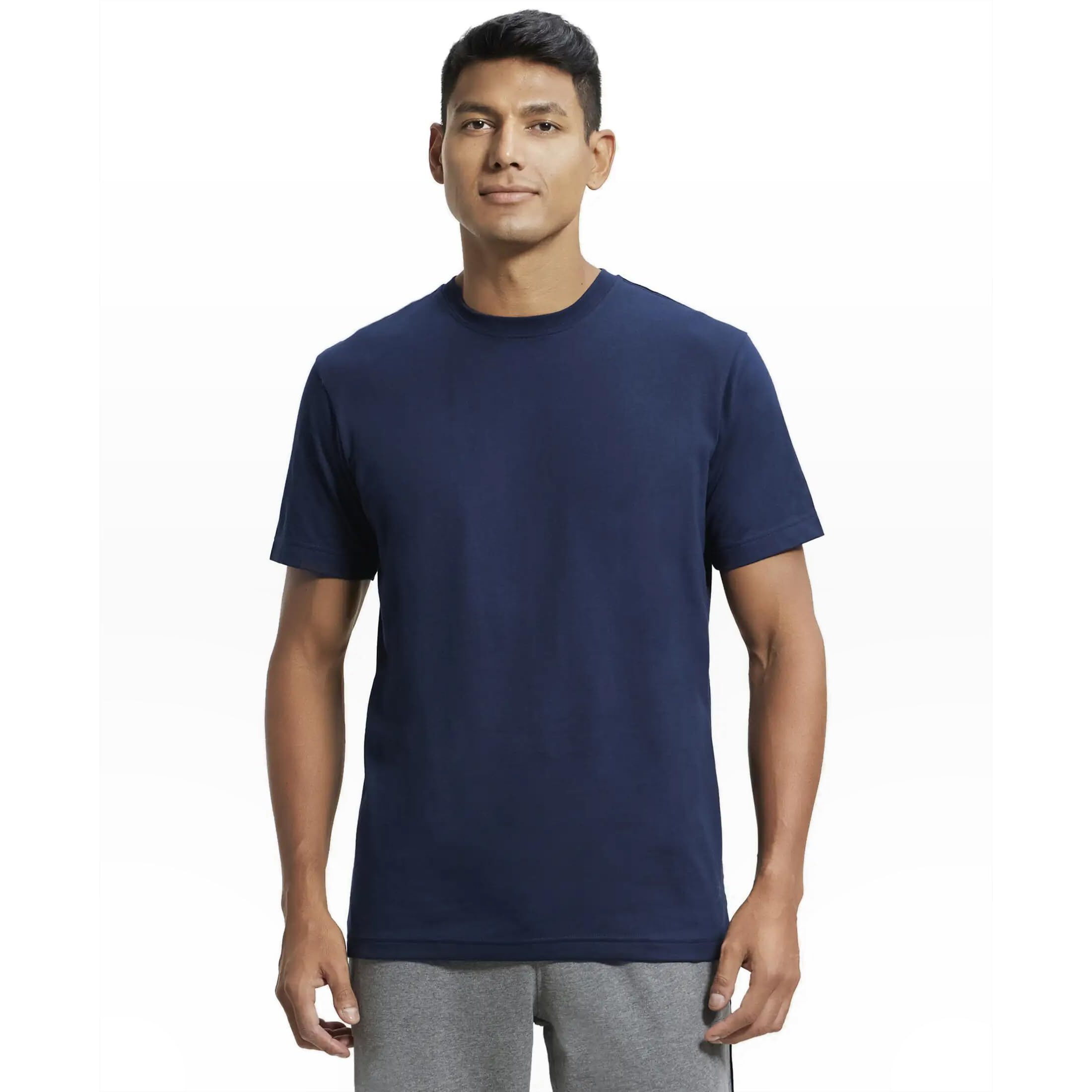 Jockey Men's Regular Fit Round Neck Half Sleeved T-Shirt 2714_Navy_L