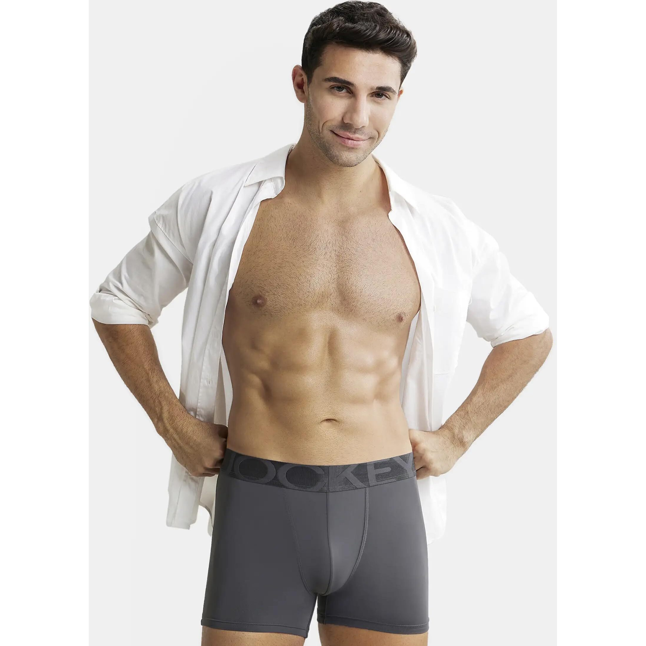 Jockey Men's Cotton Trunks (Pack of 1) (IC28-0105-EBONY Ebony XL_Ebony_Black_XL)