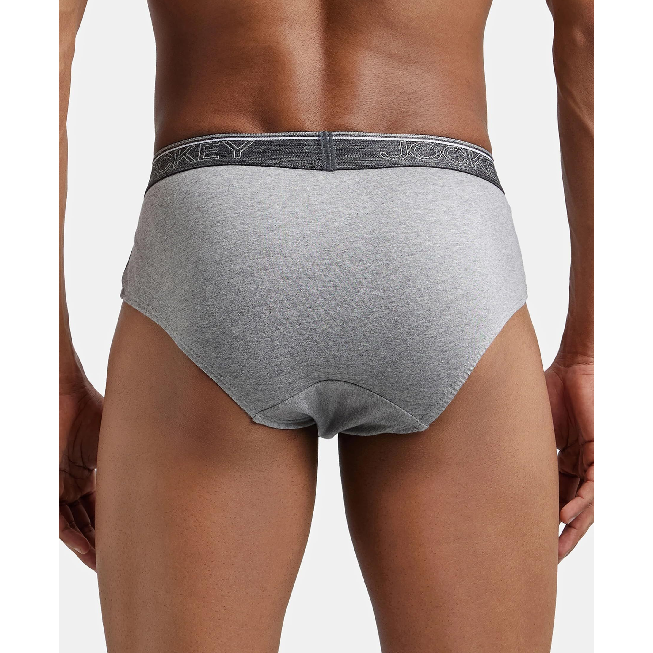 Jockey Men's Super Combed Cotton Briefs with Ultrasoft and Durable waistband (Pack of 2) 8037_Grey Melange_L