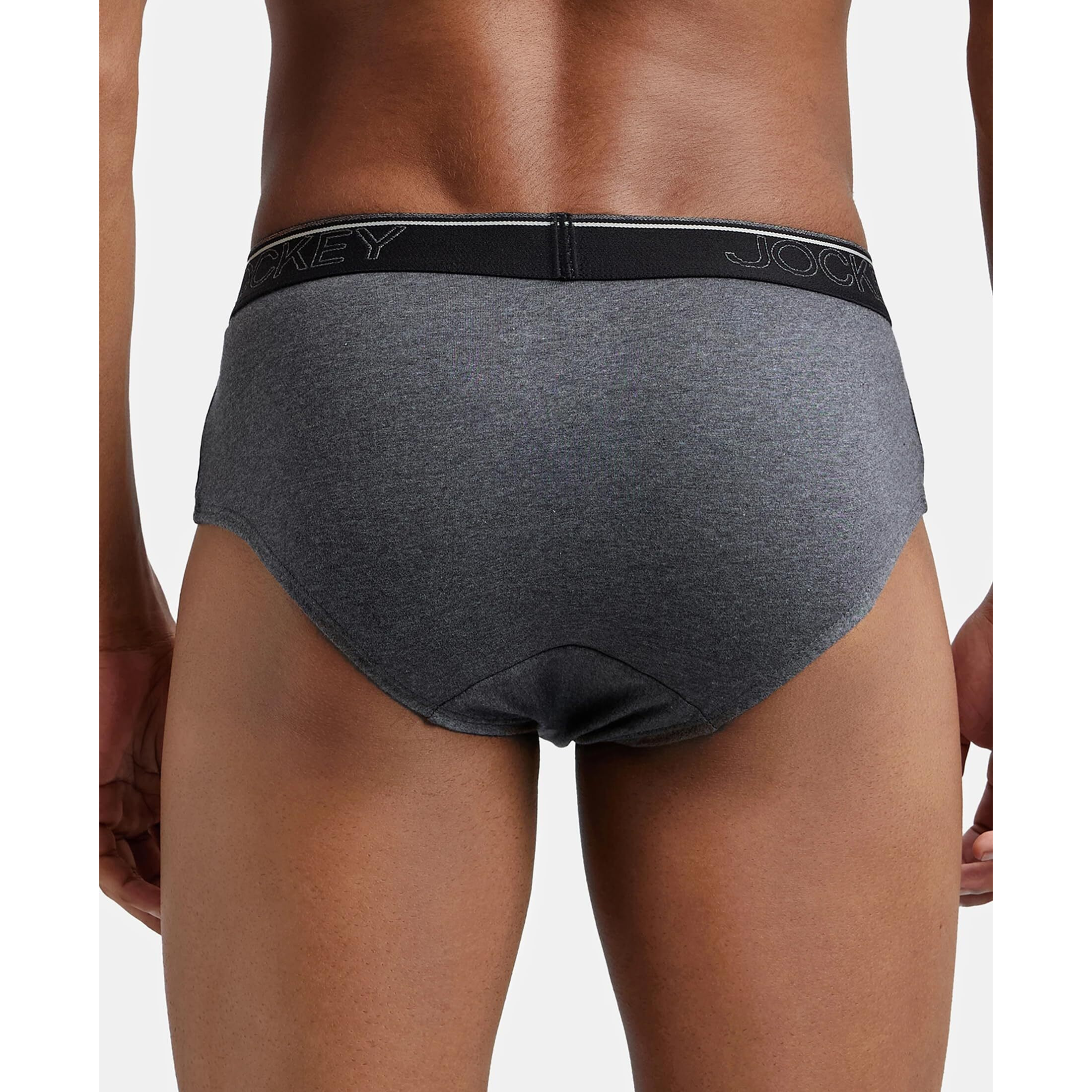 Jockey Men's Super Combed Cotton Briefs with Ultrasoft and Durable waistband (Pack of 2) 8037_Charcoal Melange_L