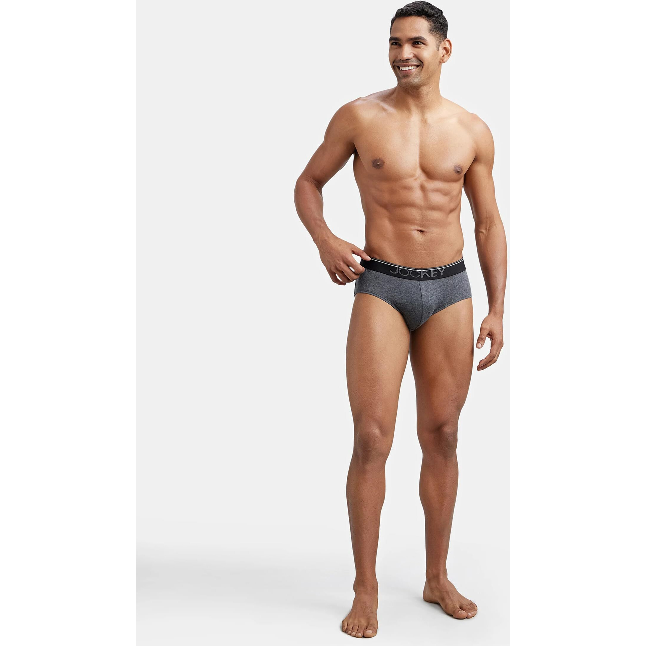 Jockey Men's Super Combed Cotton Briefs with Ultrasoft and Durable waistband (Pack of 2) 8037_Charcoal Melange_L