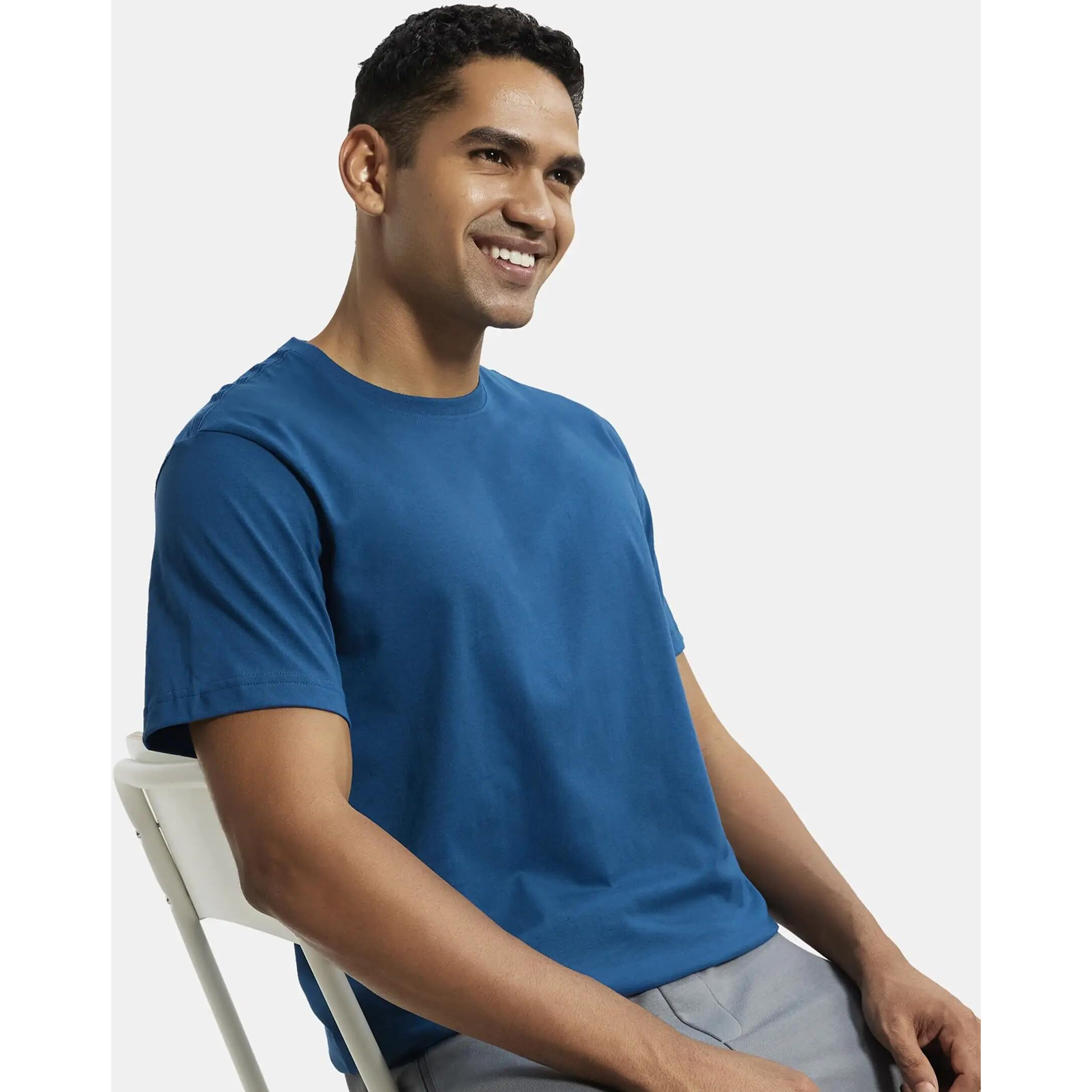 Jockey Men's Regular Fit Round Neck Half Sleeved T-Shirt 2714_Seaport Teal_L