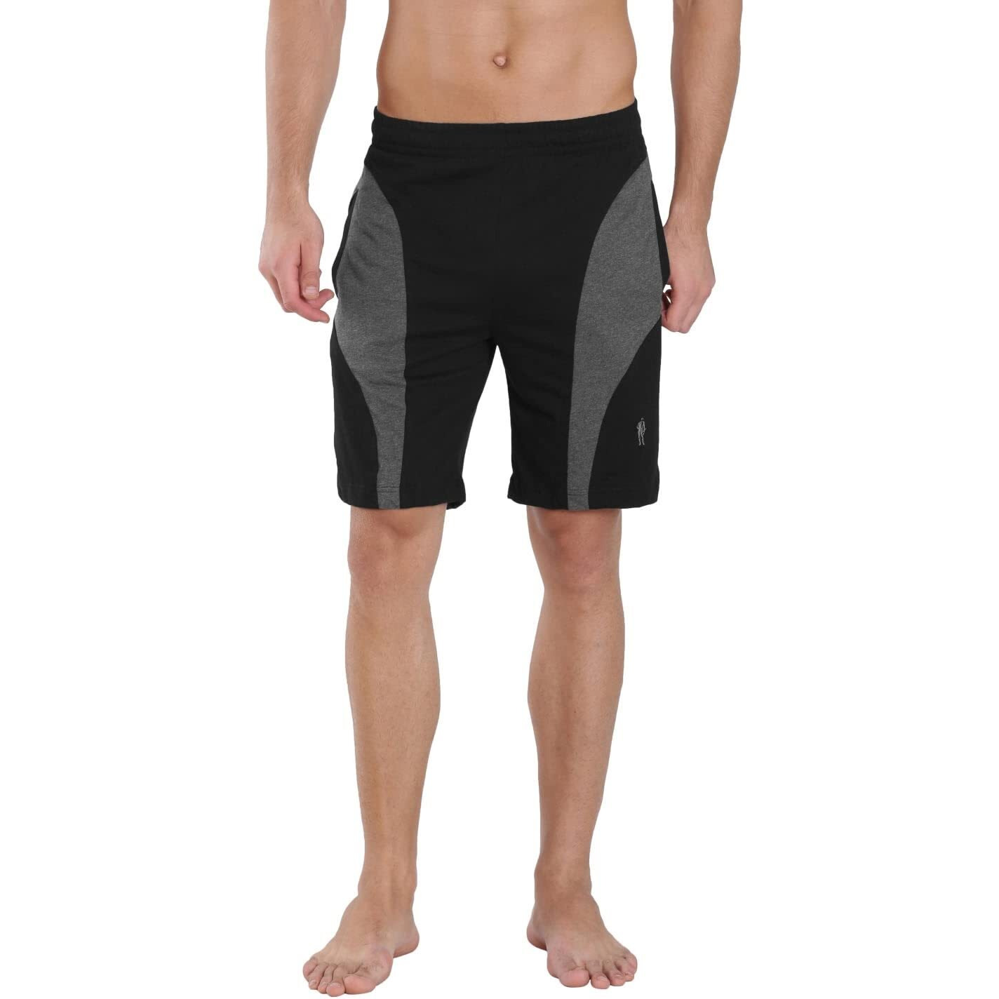 Jockey Men Cotton Shorts (8901326123201_9411_X-Large_Black and Charcoal Melange)
