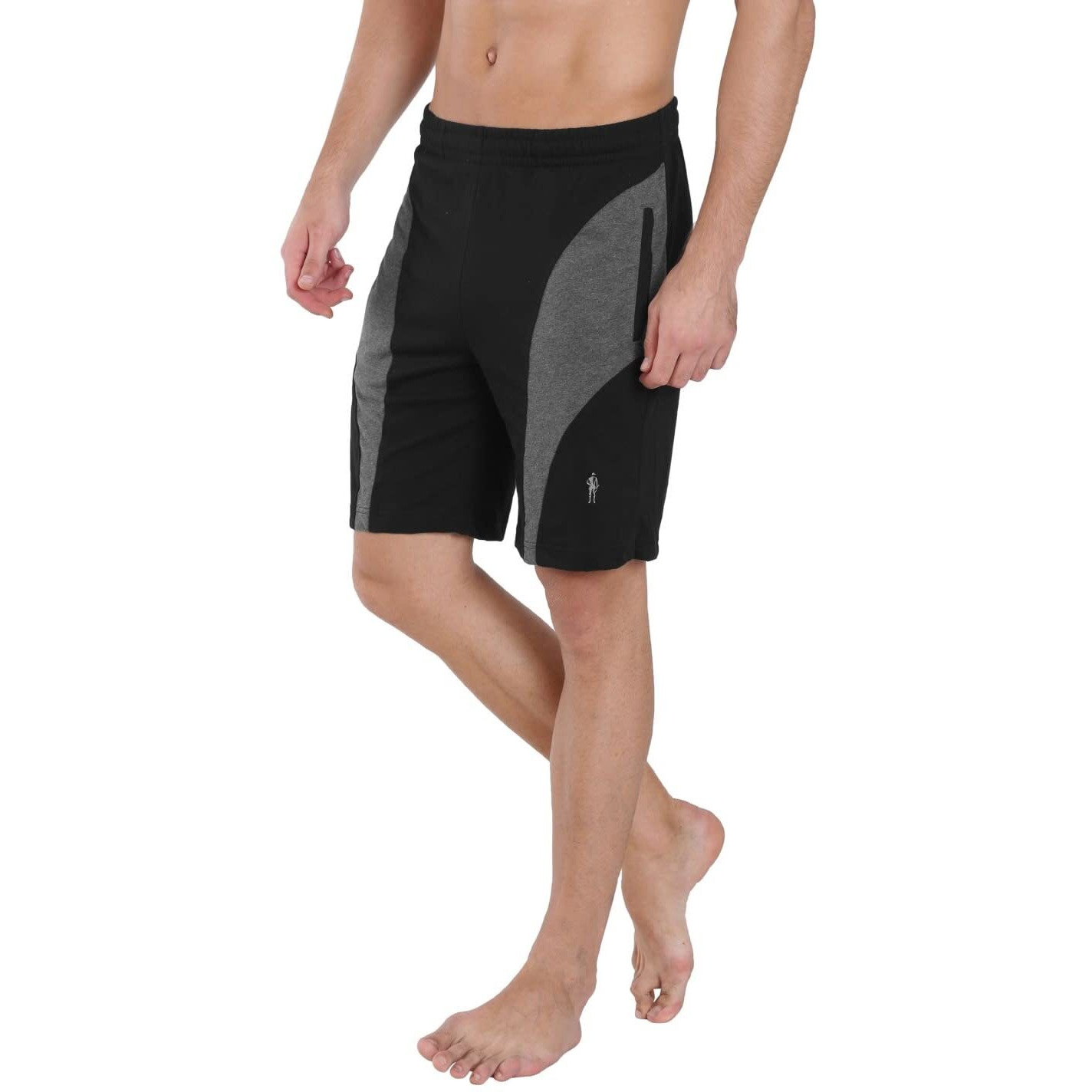 Jockey Men Cotton Shorts (8901326123201_9411_X-Large_Black and Charcoal Melange)
