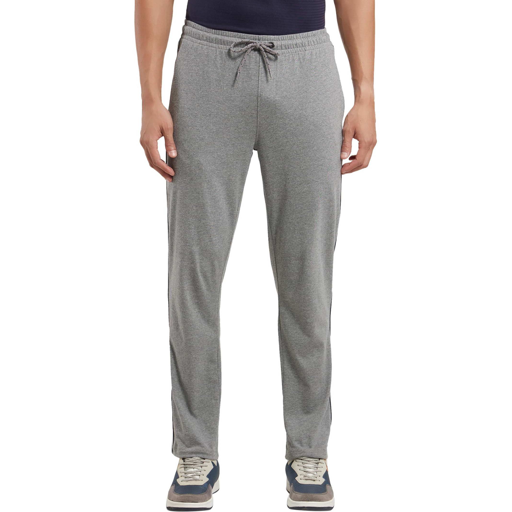 Jockey Men's Relaxed Fit Trackpants (9500_Grey Melange & Navy_XX-Large_Grey Melange & Navy_XX-Large)