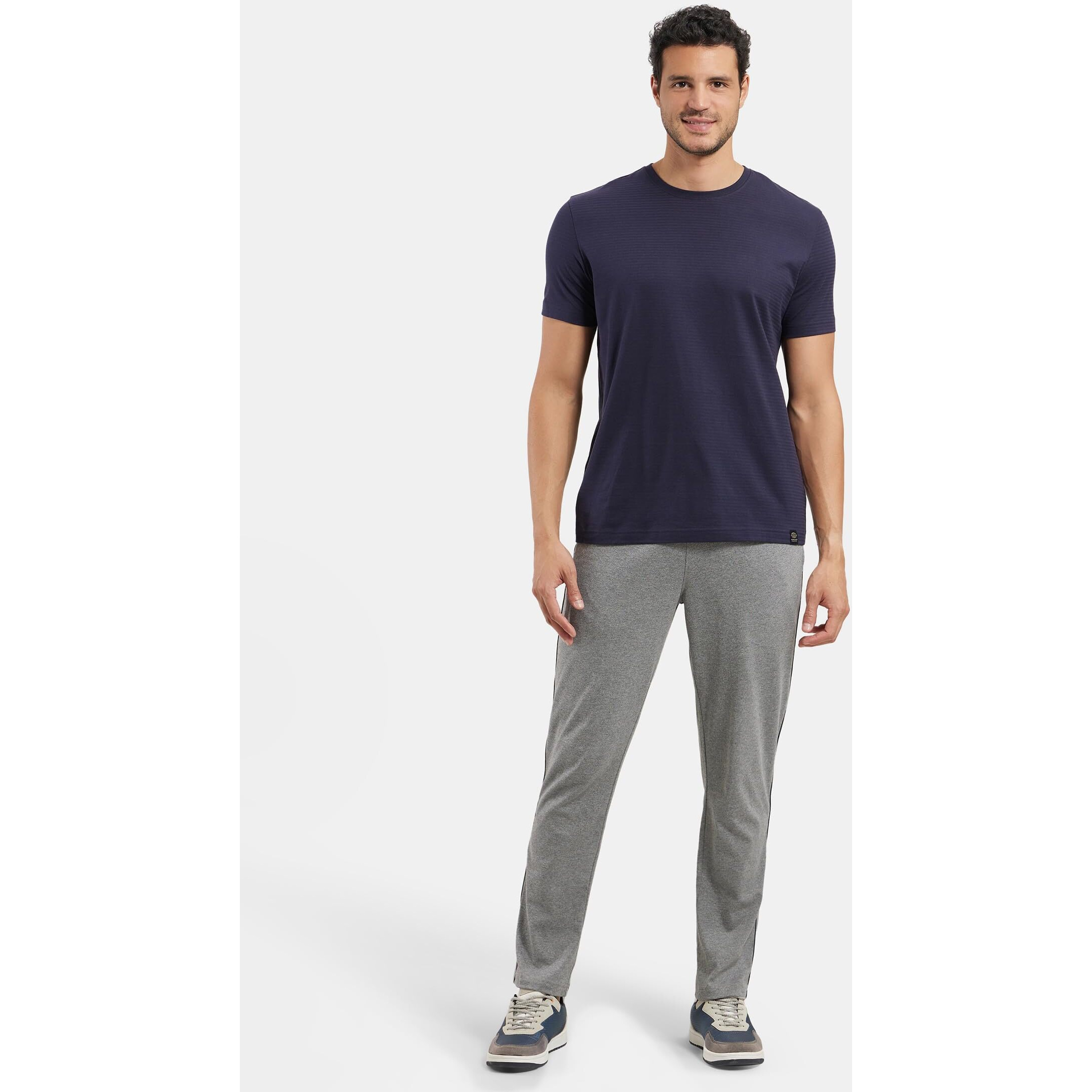 Jockey Men's Relaxed Fit Trackpants (9500_Grey Melange & Navy_XX-Large_Grey Melange & Navy_XX-Large)