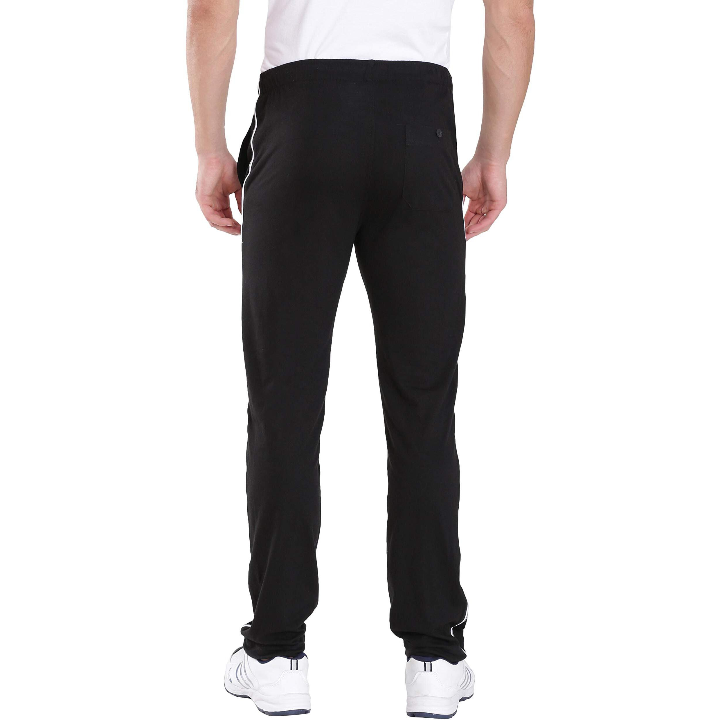 Jockey Men's Slim Fit Cotton Blend Track Pants (9501_Black & Grey Melange_Medium_Black_M)