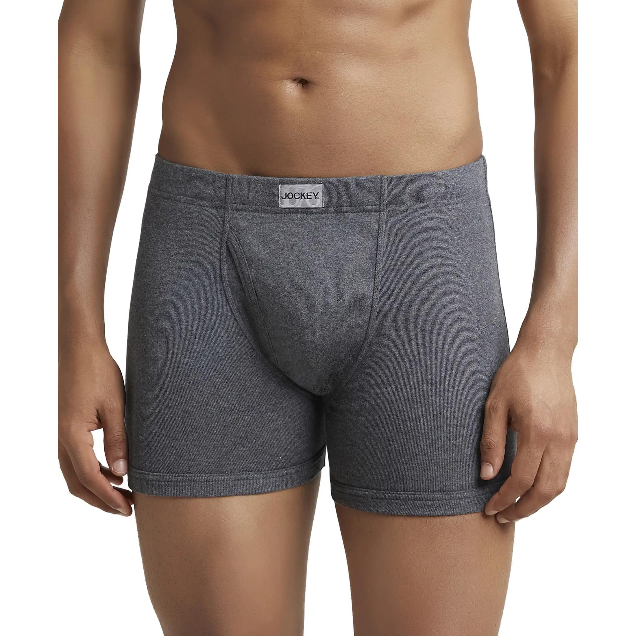 Jockey Men's Cotton Briefs (Pack of 1) (8008-0105-CHAML_Charcoal Melange_Large_Charcoal Melange_L)