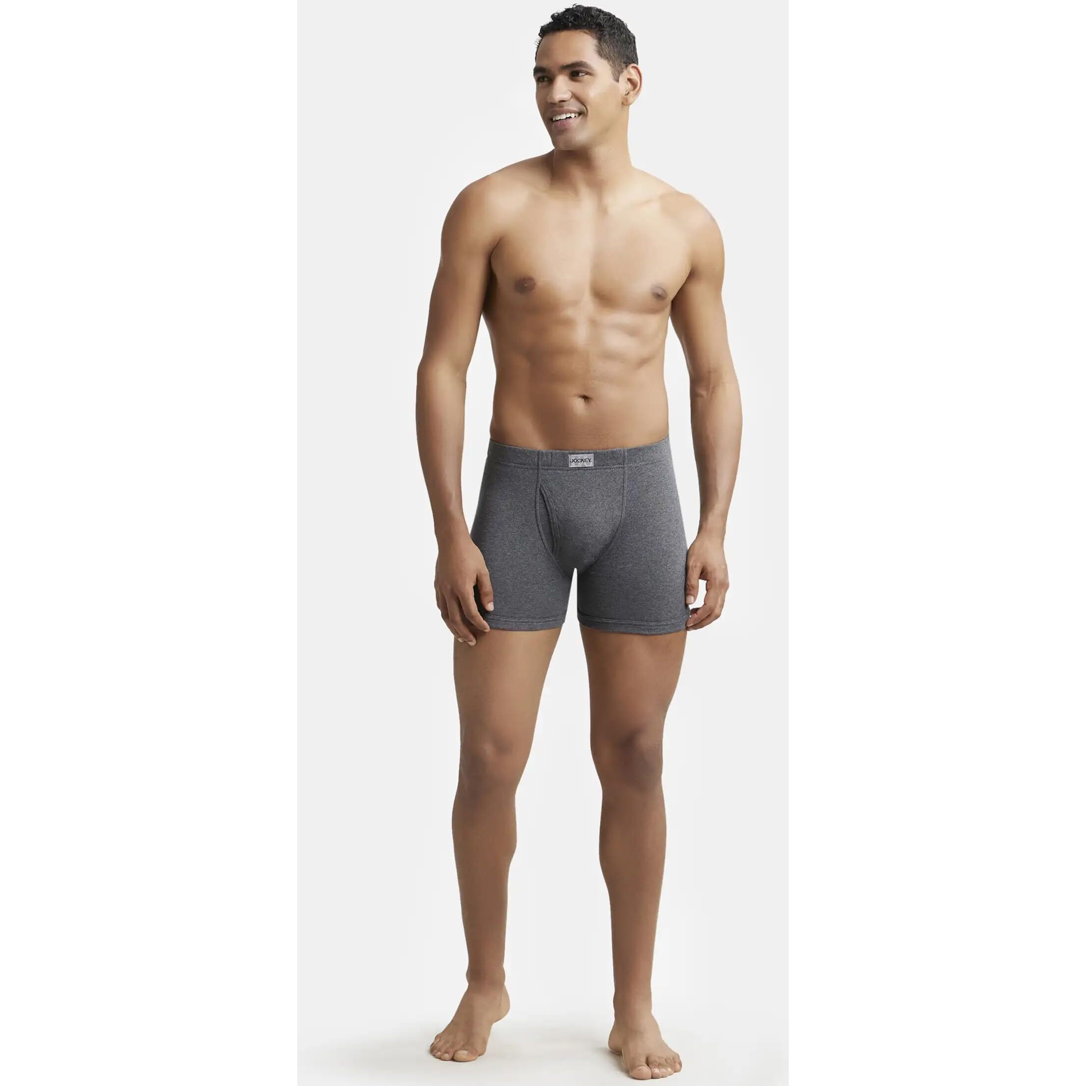 Jockey Men's Cotton Briefs (Pack of 1) (8008-0105-CHAML_Charcoal Melange_Large_Charcoal Melange_L)