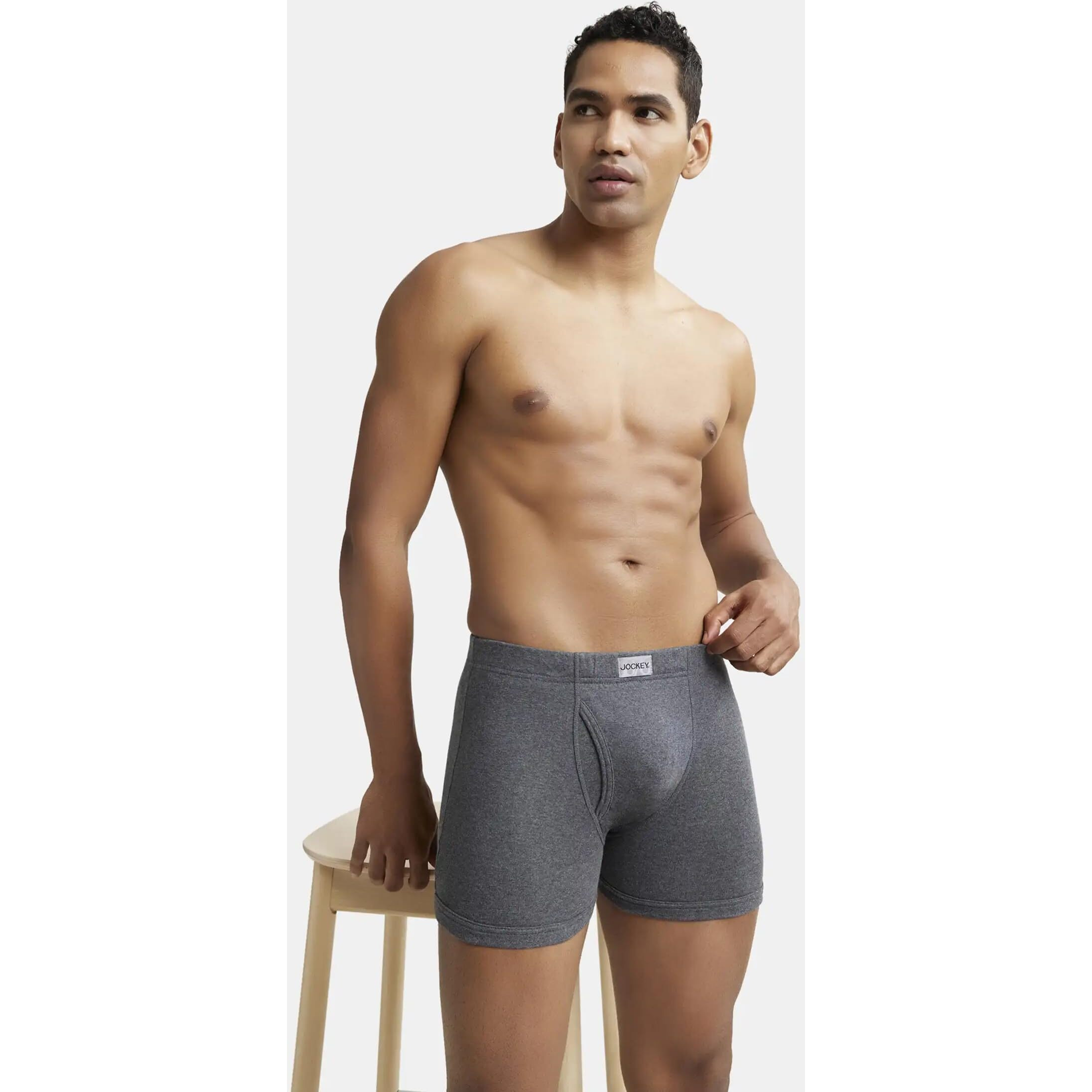 Jockey Men's Cotton Briefs (Pack of 1) (8008-0105-CHAML_Charcoal Melange_Large_Charcoal Melange_L)