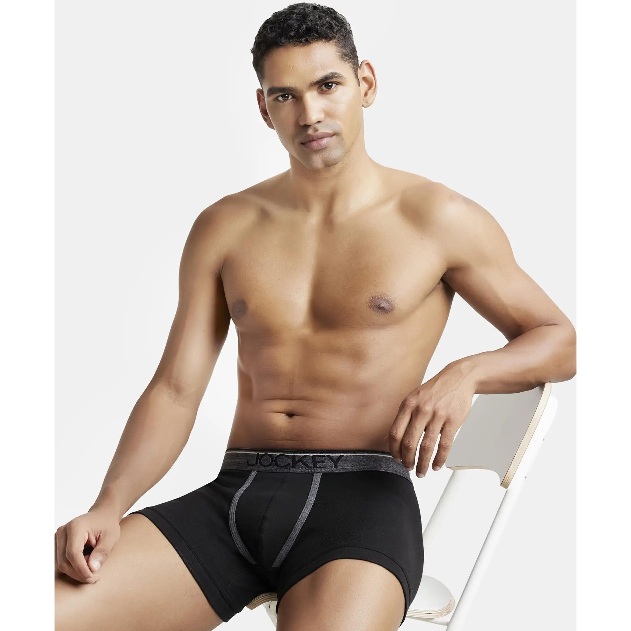 Jockey Men's Cotton Trunks (Pack of 1) (8015_Black_Medium_Black_M)