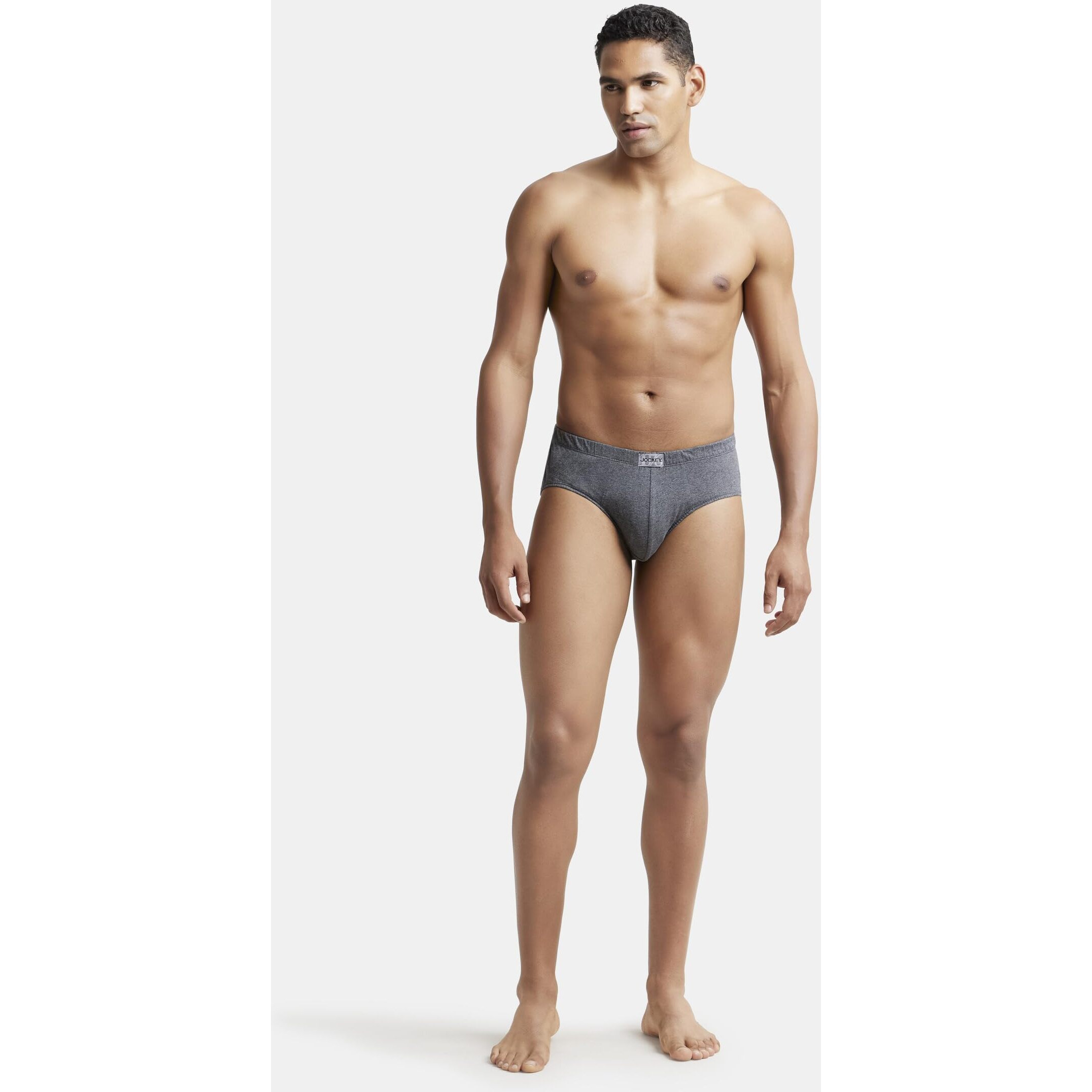 Jockey Men's Cotton Briefs (Pack of 3) (8035-0310-ASSTD Charcoal Melange L_Charcoal Melange_L)